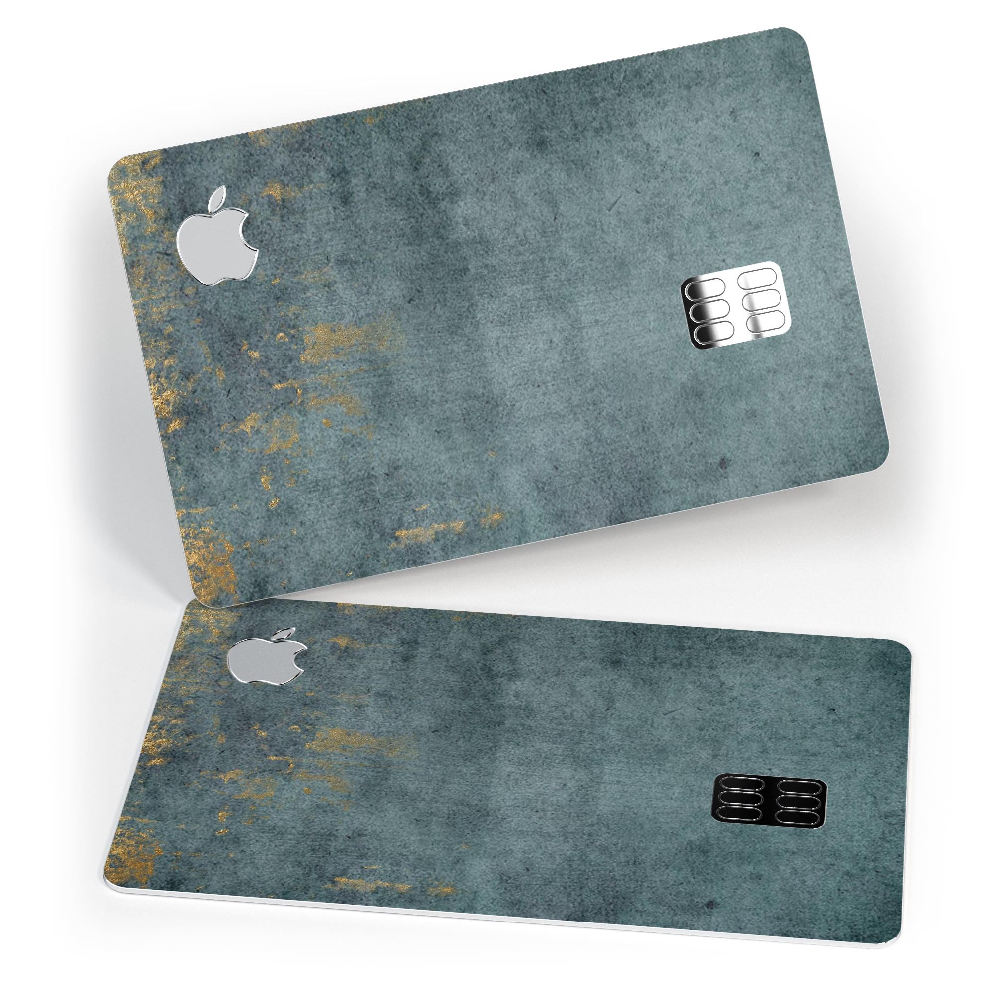 Navy Gold Foil v7 decal skin kit for Apple Card, showcasing premium vinyl finish and protective features.