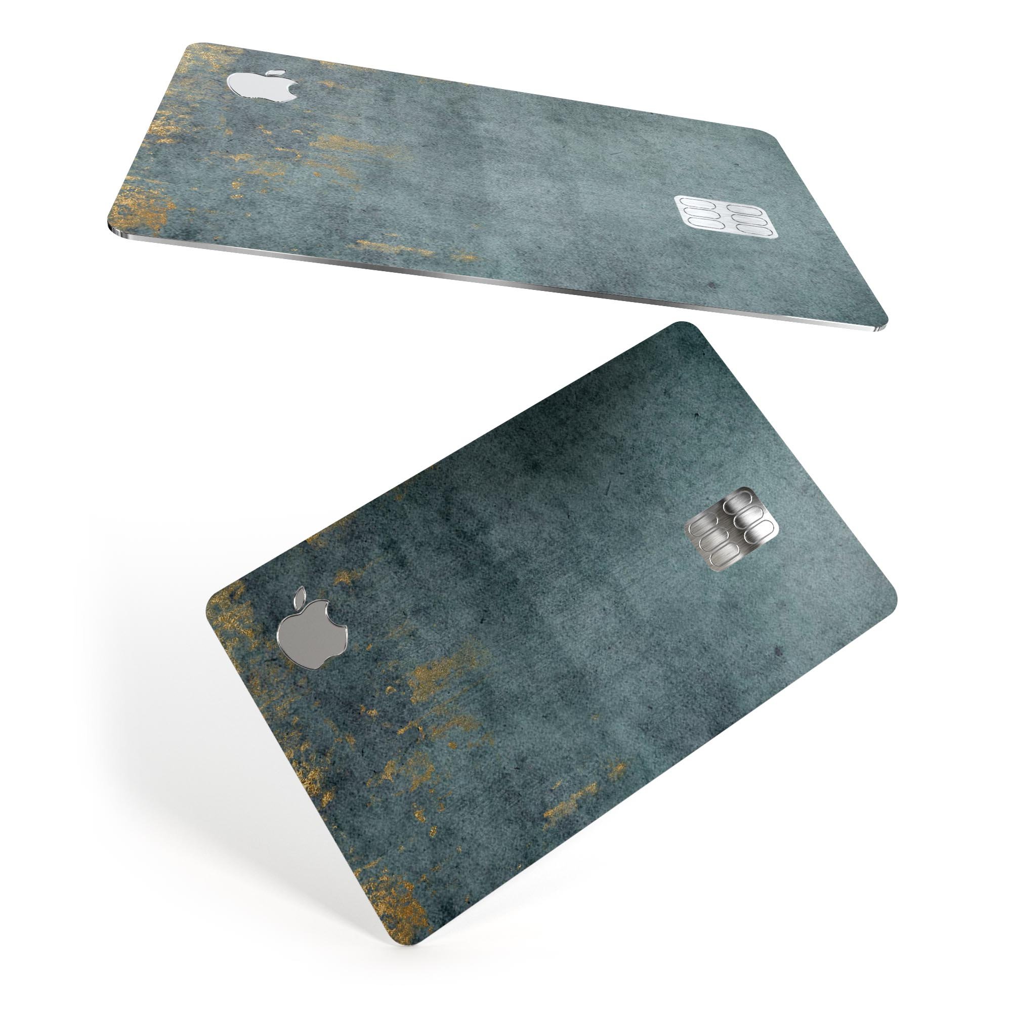 Navy Gold Foil v7 decal skin kit for Apple Card, showcasing premium vinyl finish and protective features.