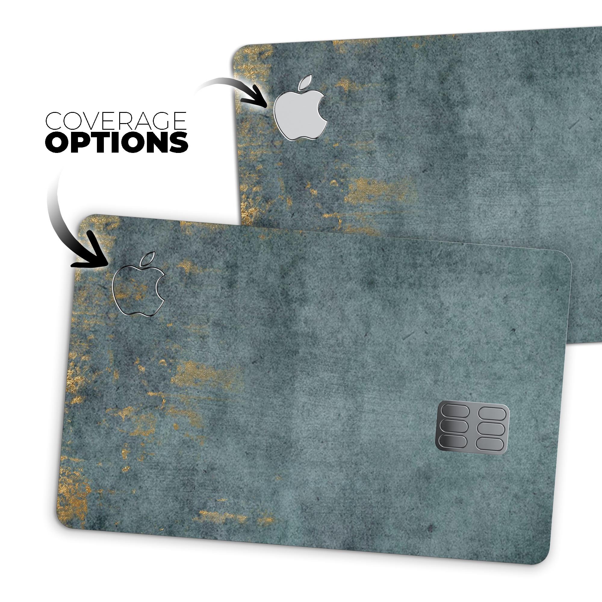Navy Gold Foil v7 decal skin kit for Apple Card, showcasing premium vinyl finish and protective features.