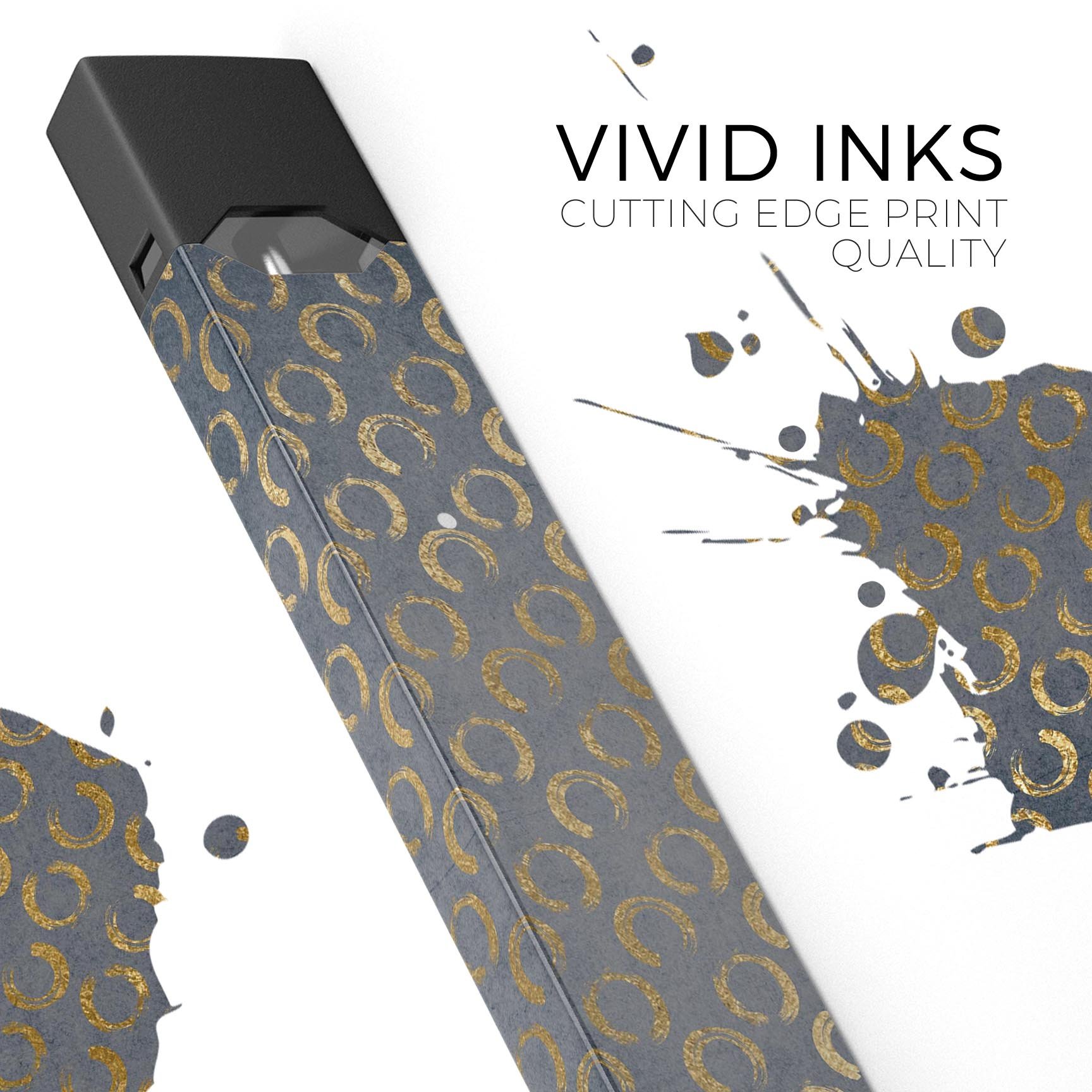Navy Gold Foil v8 skin-wrap sticker designed for JUUL vaping device, showcasing a stylish and protective design.