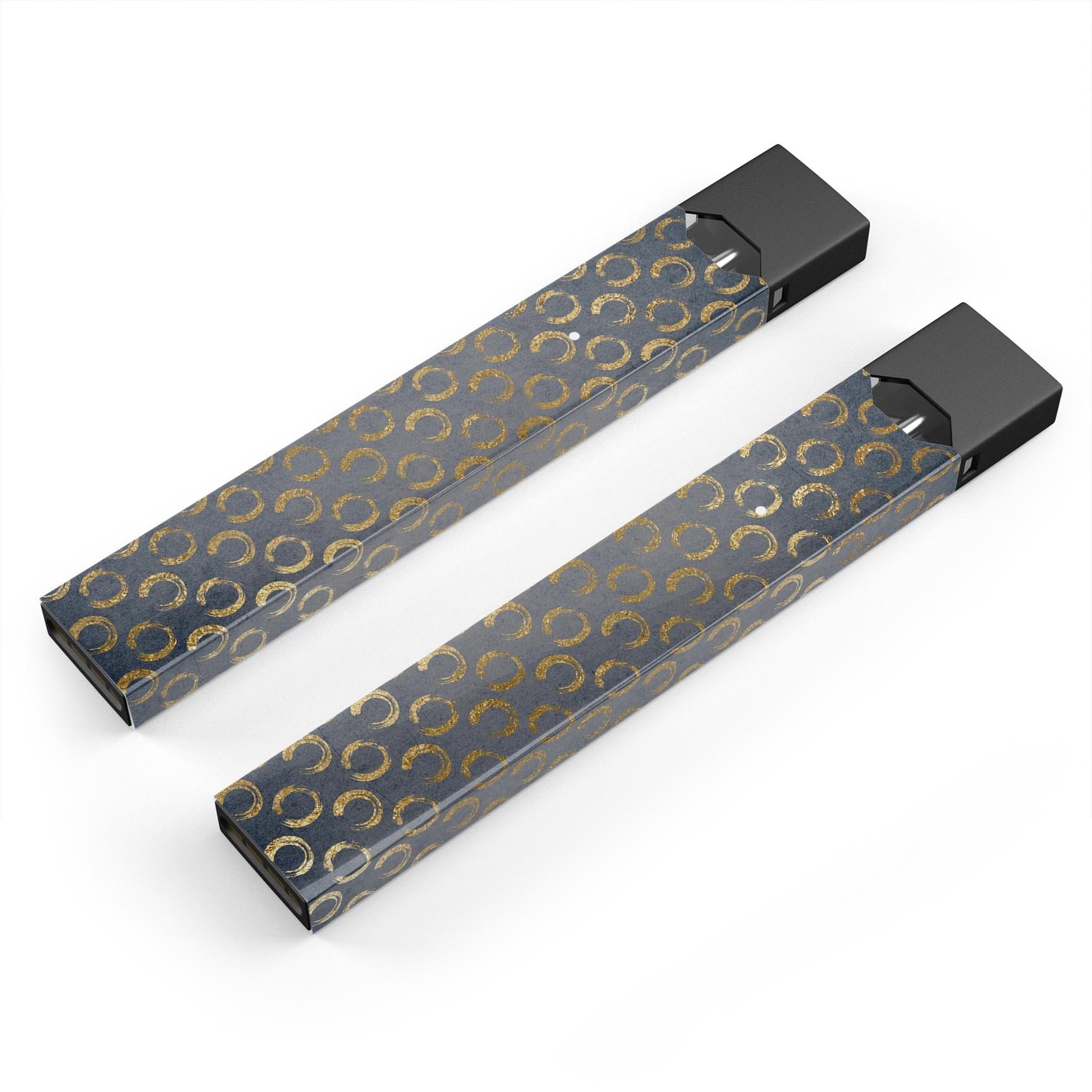 Navy Gold Foil v8 skin-wrap sticker designed for JUUL vaping device, showcasing a stylish and protective design.