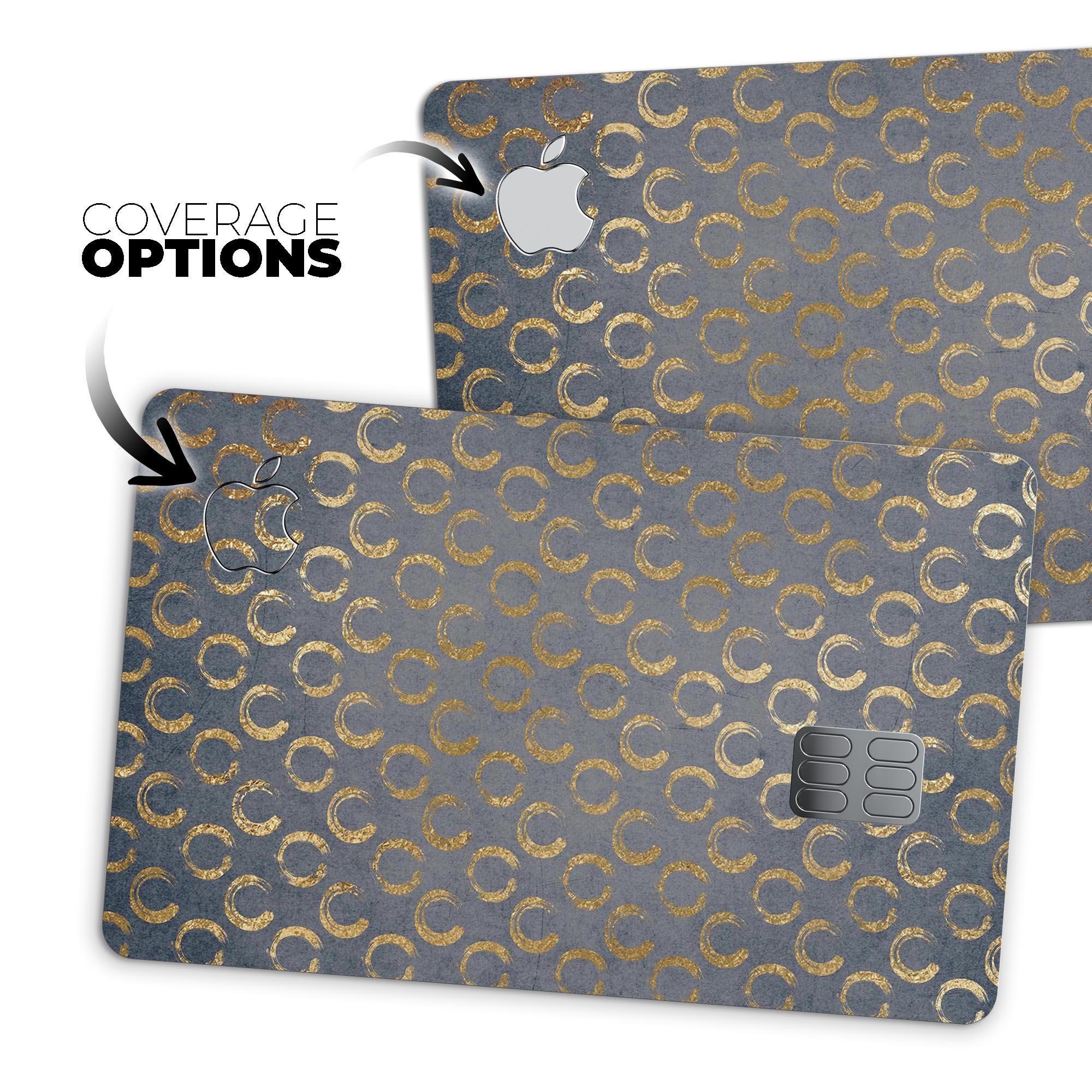 Navy Gold Foil v8 skin kit for Apple Card, showcasing premium vinyl design and finishes.