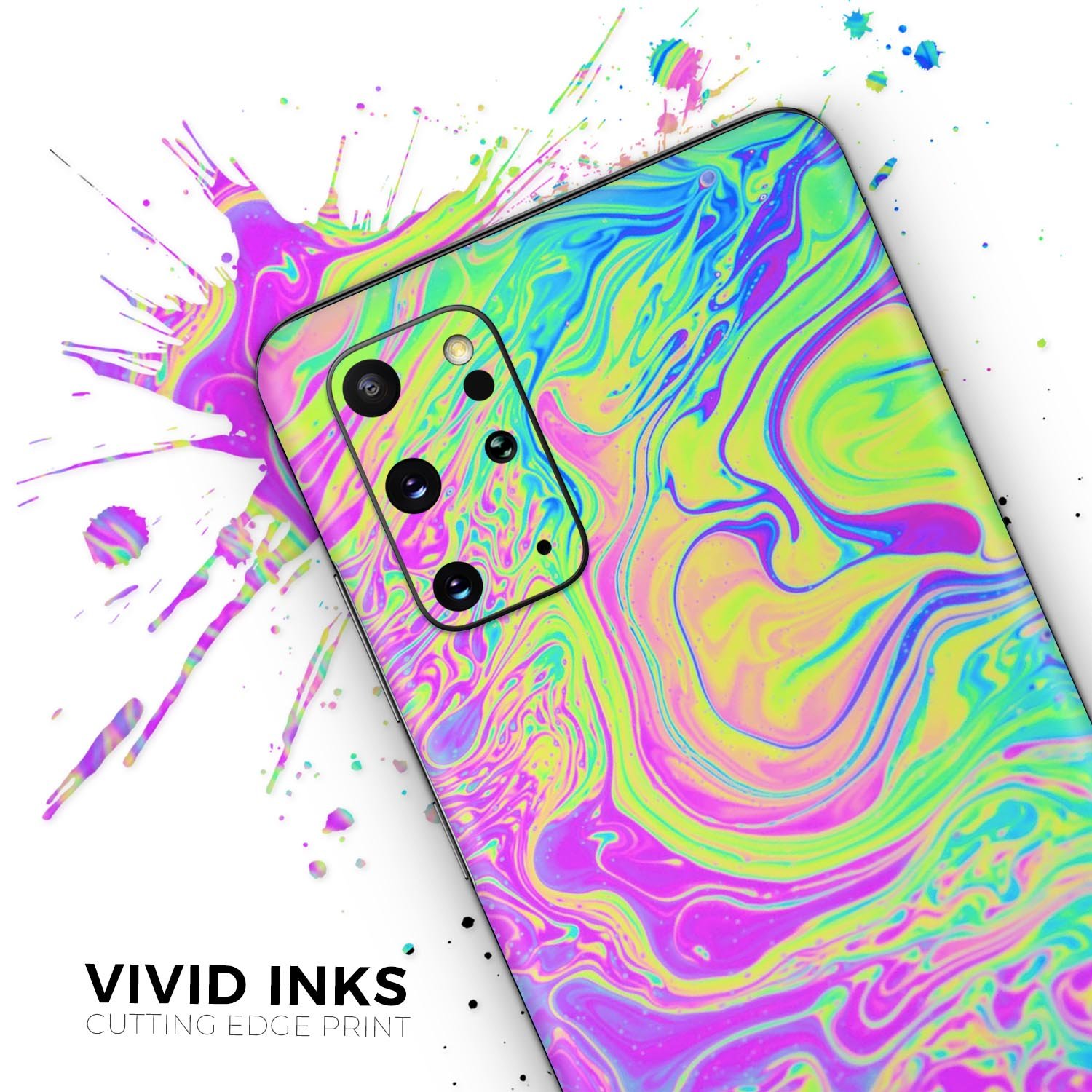 Neon Color Fusion Skin-Kit for Samsung Galaxy S20, showcasing vibrant colors and sleek design.