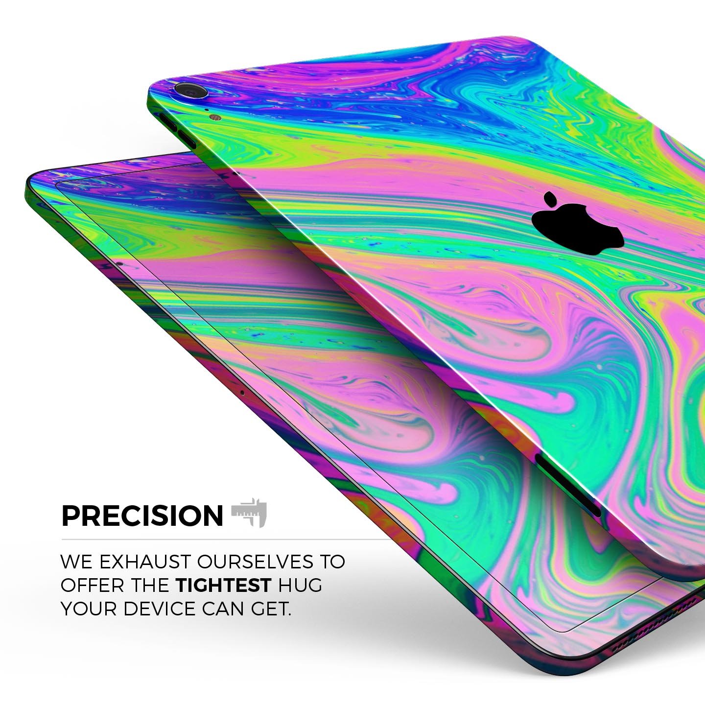 Neon Color Fusion V2 full body skin decal for Apple iPad Pro, showcasing vibrant colors and sleek design.