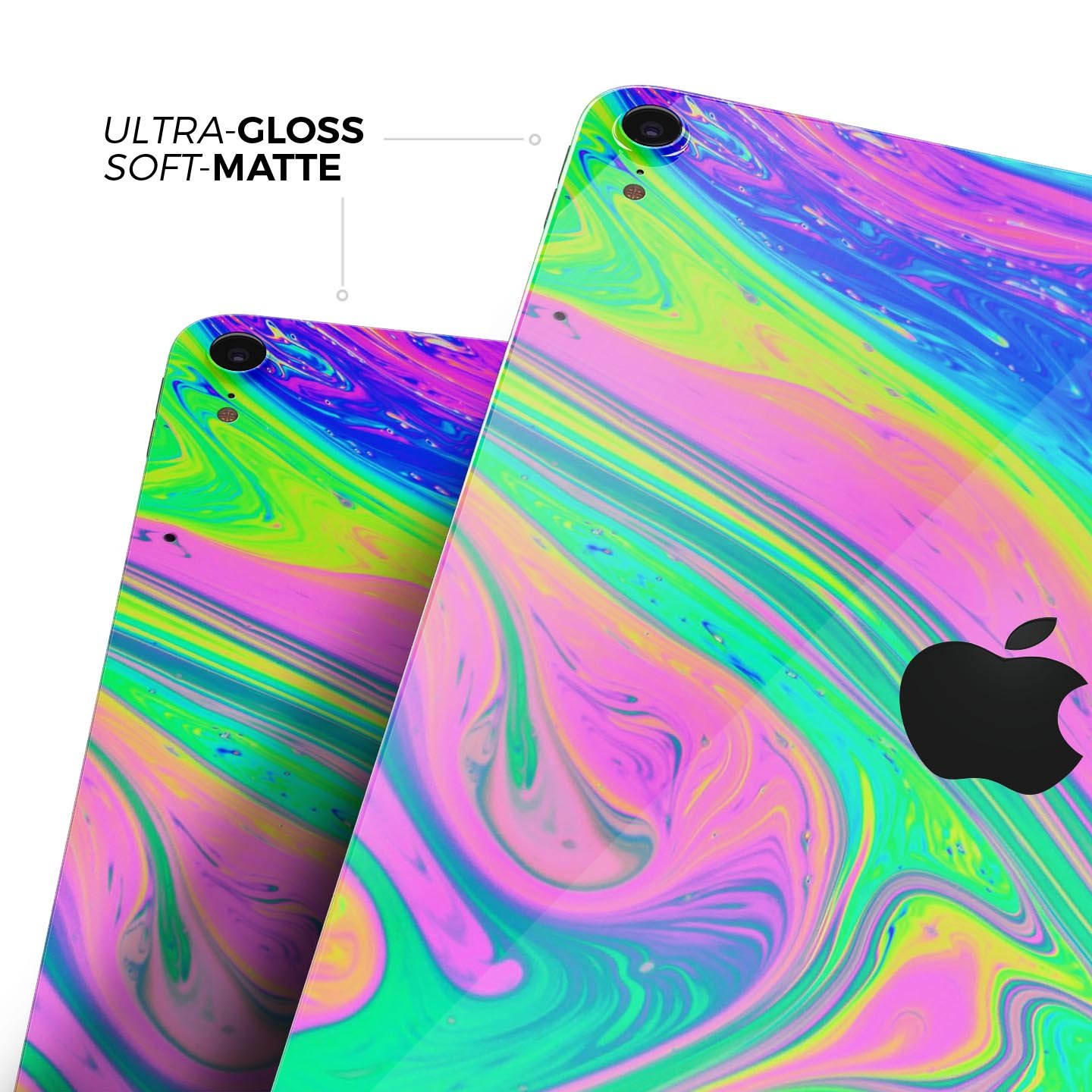 Neon Color Fusion V2 full body skin decal for Apple iPad Pro, showcasing vibrant colors and sleek design.