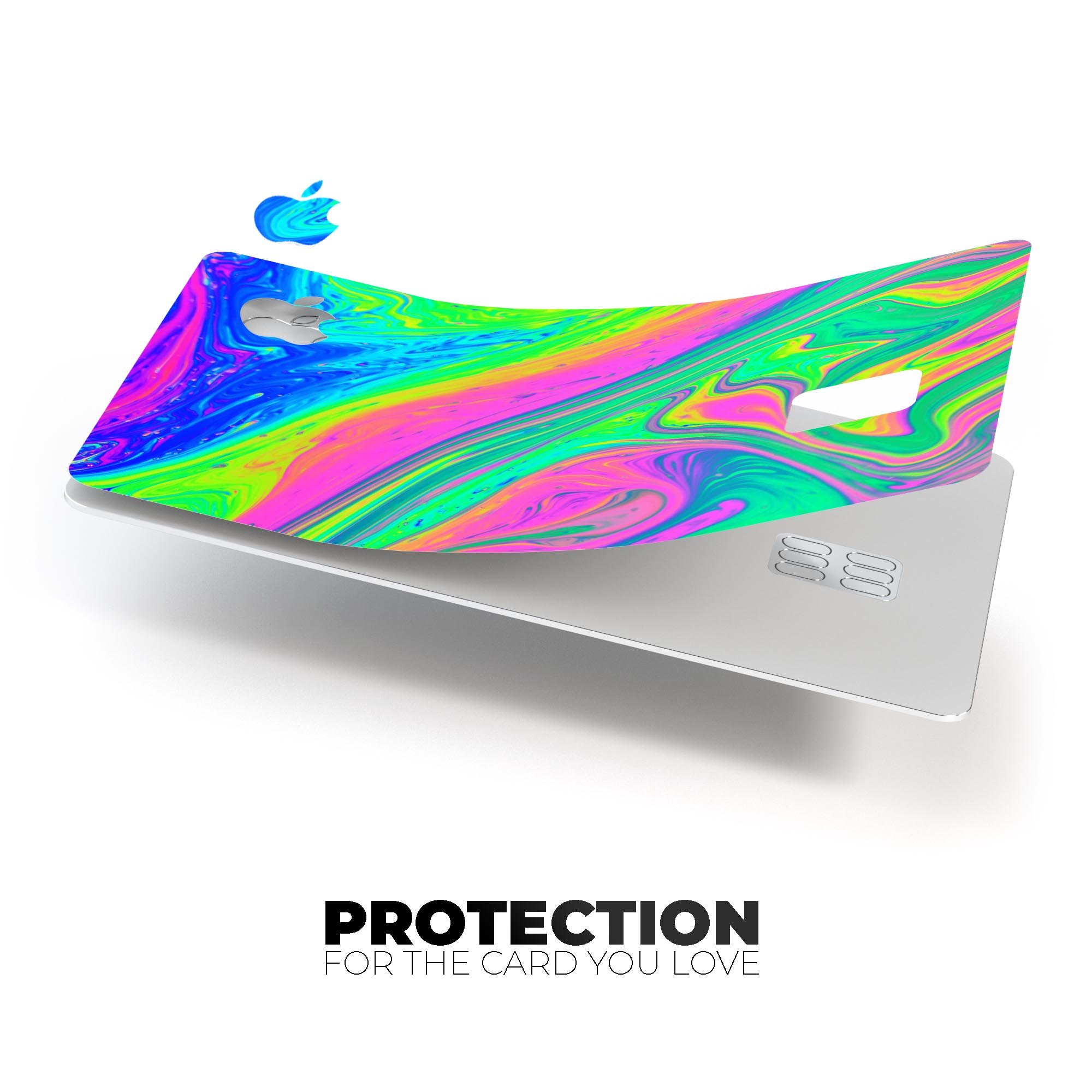 Neon Color Fusion V3 decal skin-kit for Apple Card, showcasing vibrant colors and premium vinyl material.