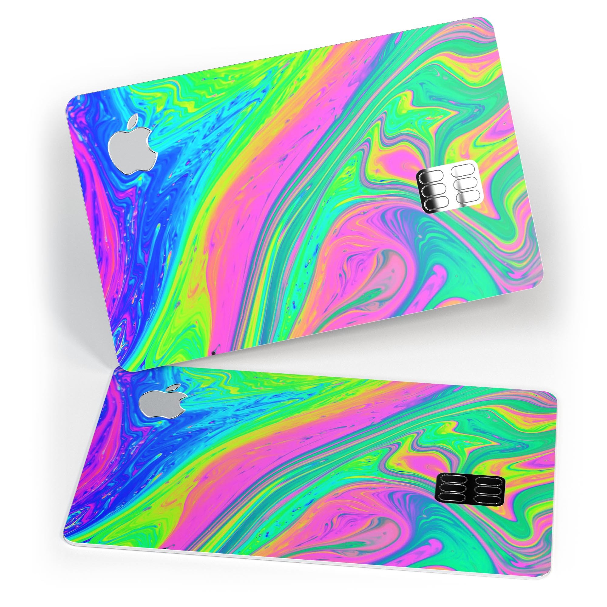 Neon Color Fusion V3 decal skin-kit for Apple Card, showcasing vibrant colors and premium vinyl material.