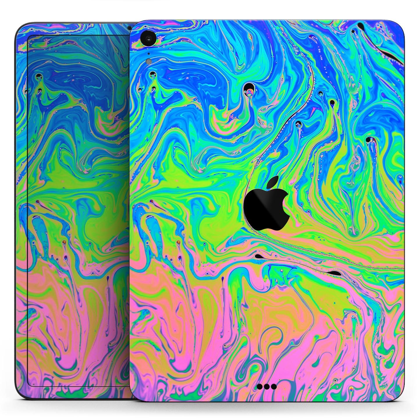 Neon Color Swirls V2 skin decal for Apple iPad Pro, showcasing vibrant colors and intricate swirl patterns.