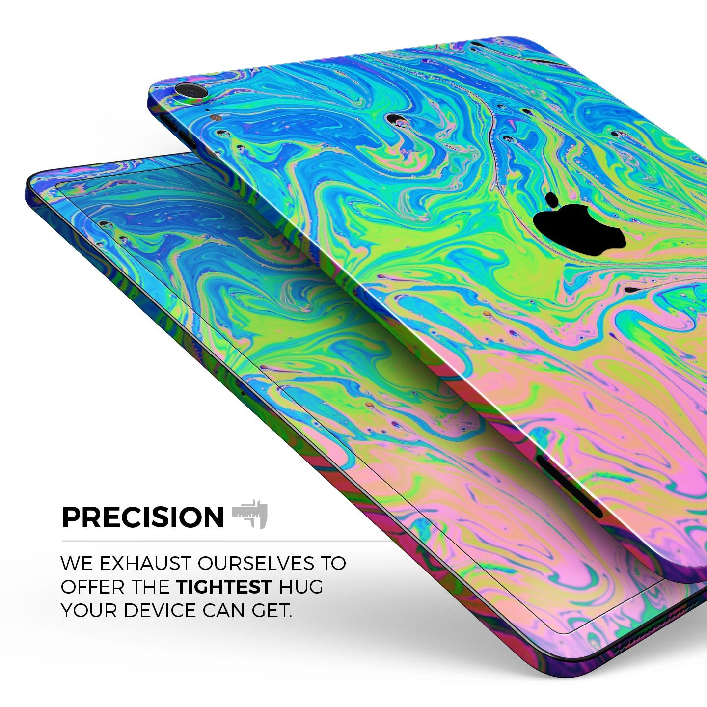 Neon Color Swirls V2 skin decal for Apple iPad Pro, showcasing vibrant colors and intricate swirl patterns.