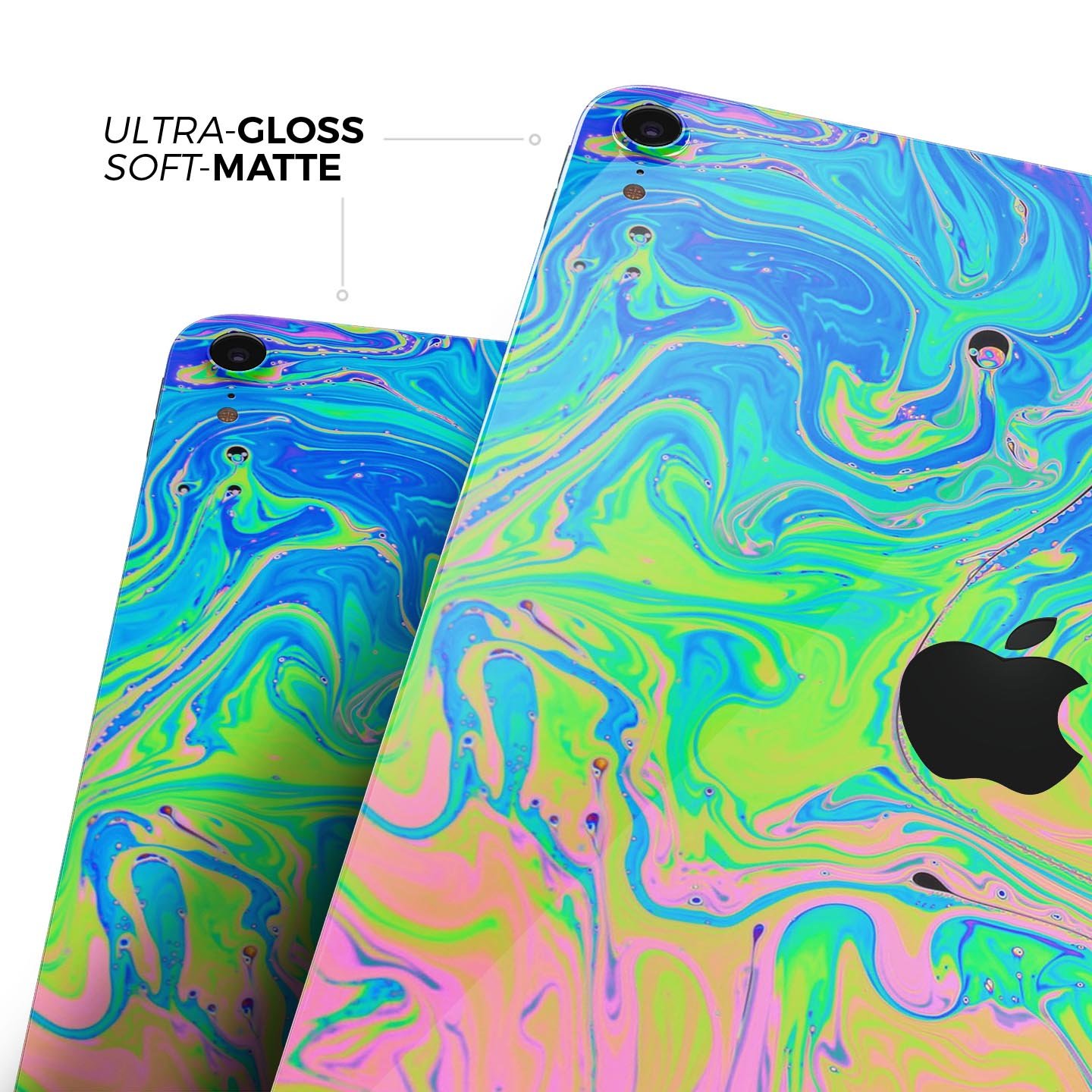 Neon Color Swirls V2 skin decal for Apple iPad Pro, showcasing vibrant colors and intricate swirl patterns.