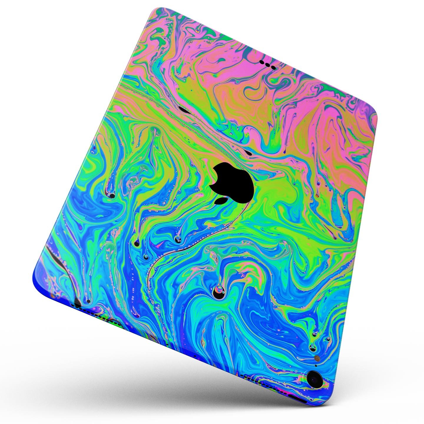Neon Color Swirls V2 skin decal for Apple iPad Pro, showcasing vibrant colors and intricate swirl patterns.
