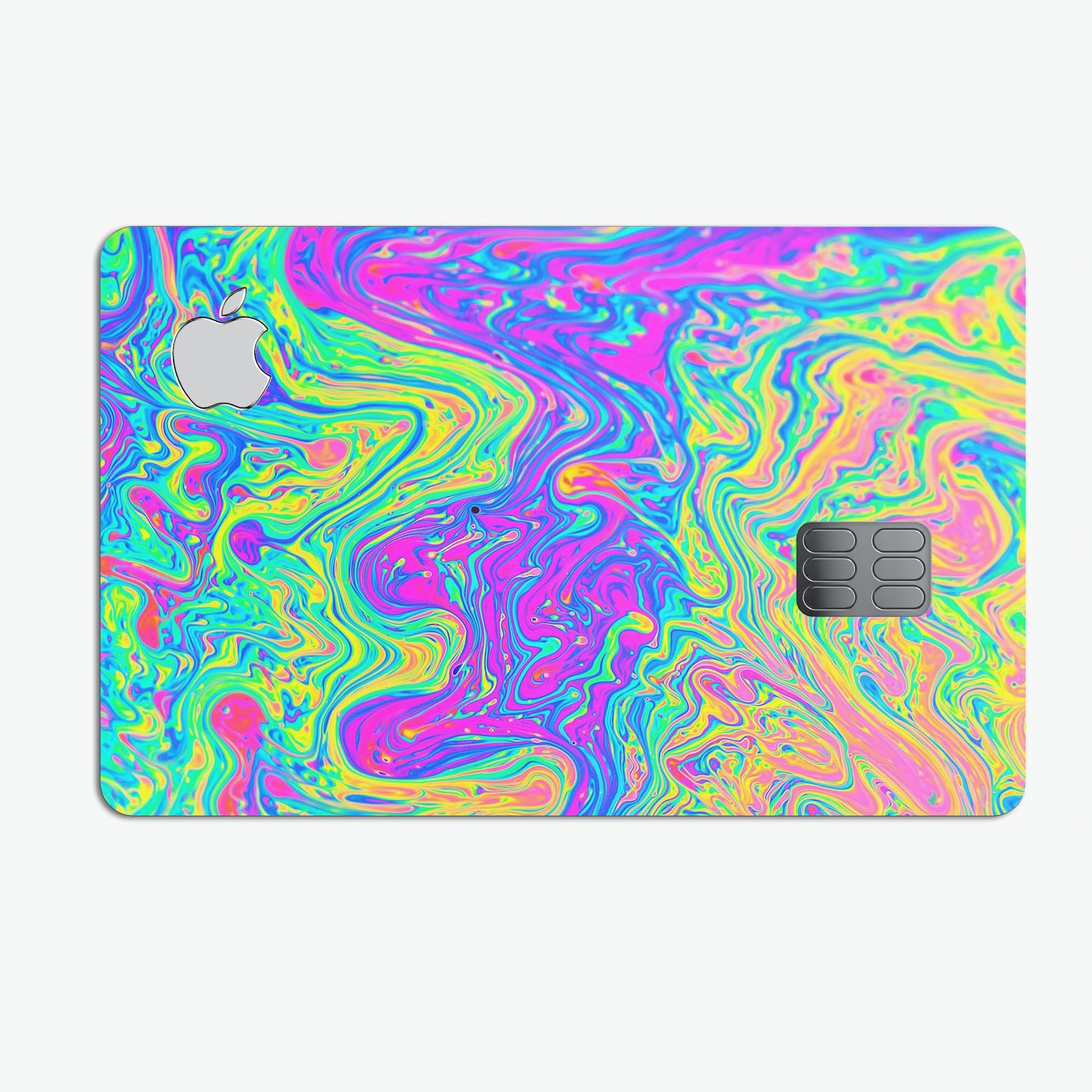 Neon Color Swirls V2 decal skin for Apple Card, showcasing vibrant colors and premium finish.