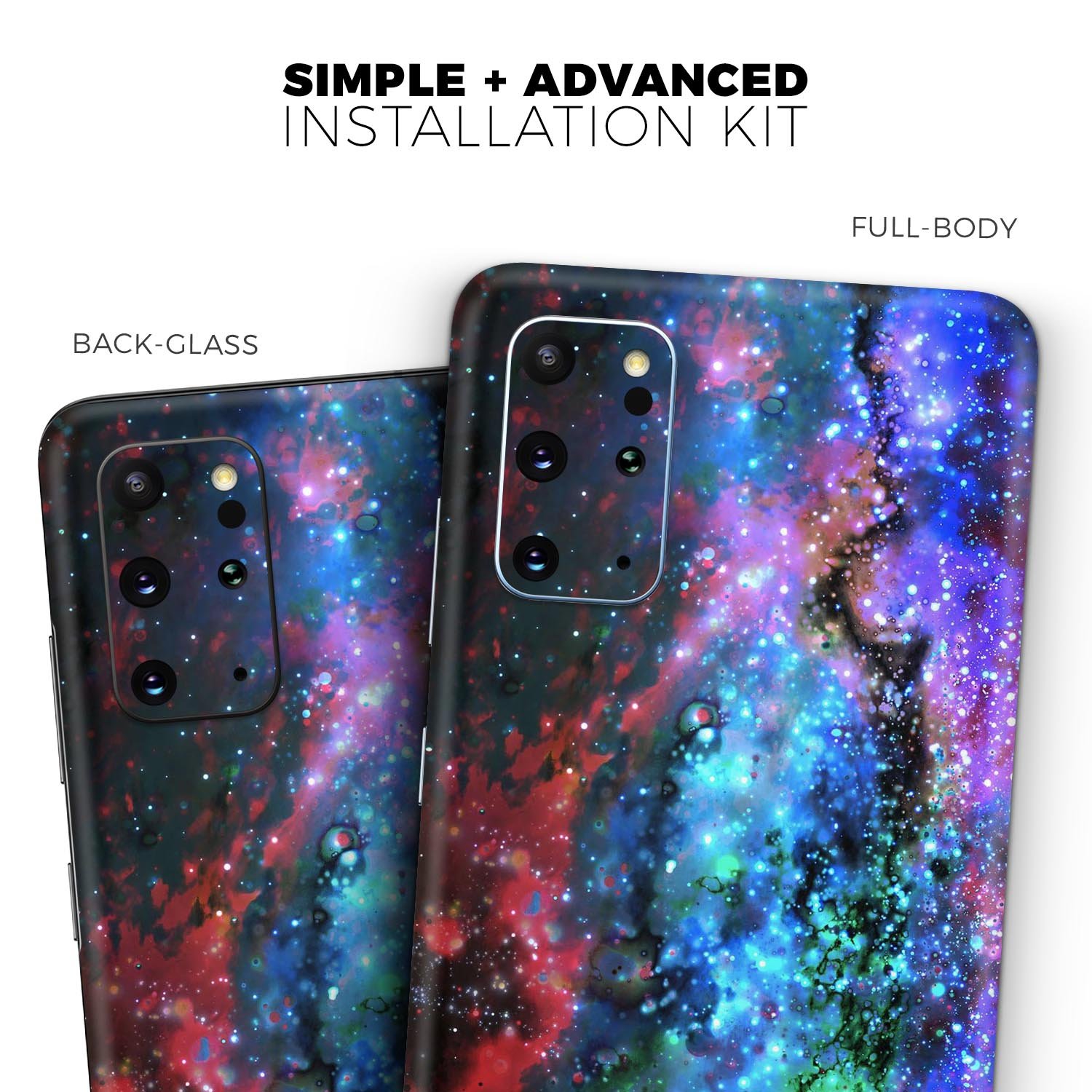 Neon Colored Paint Universe Skin-Kit for Samsung Galaxy S-Series, showcasing vibrant colors and a sleek design.