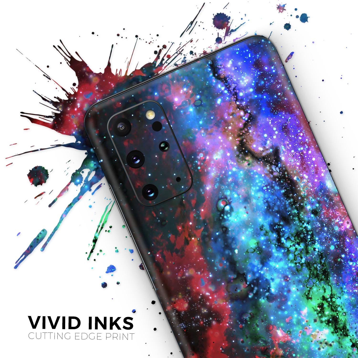 Neon Colored Paint Universe Skin-Kit for Samsung Galaxy S-Series, showcasing vibrant colors and a sleek design.