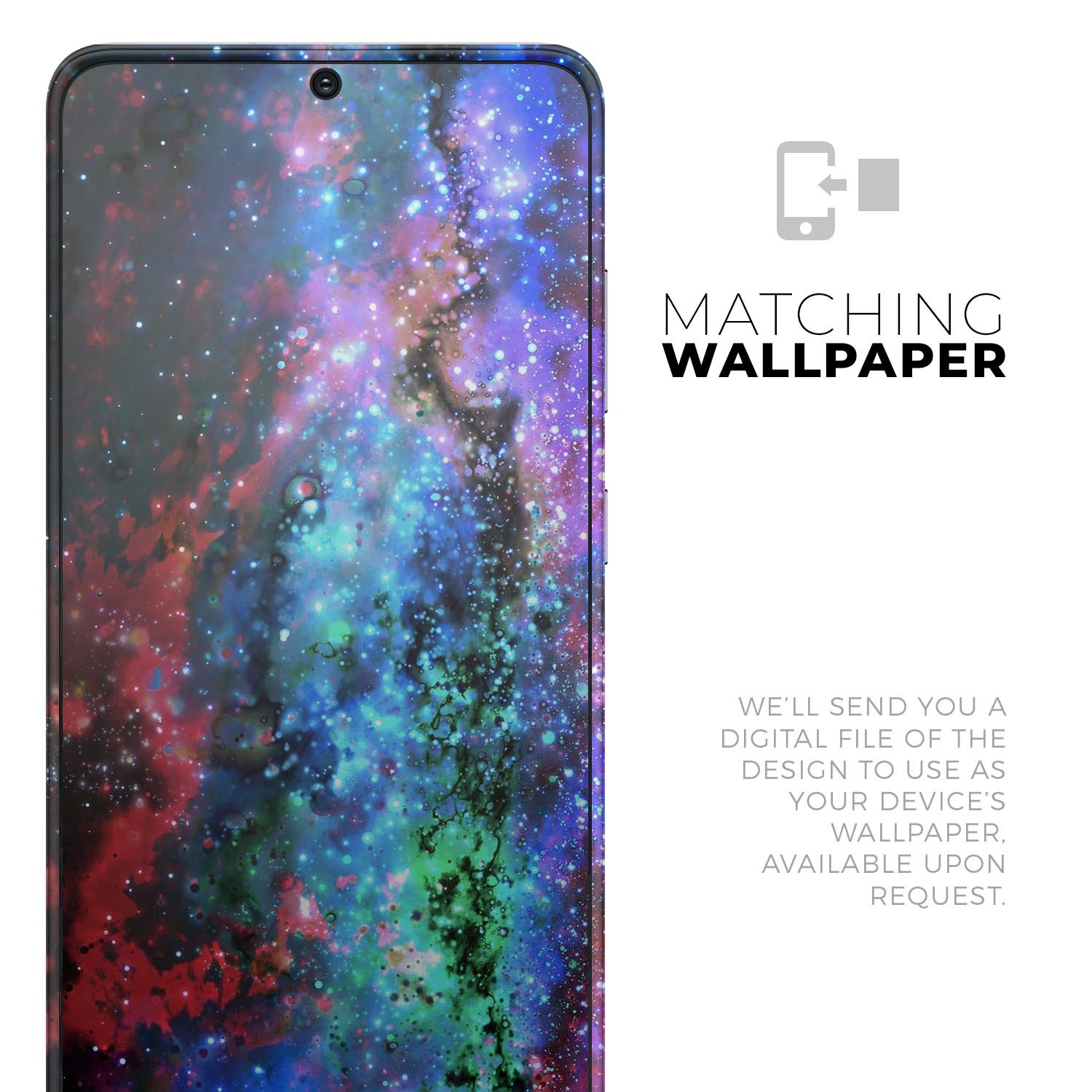 Neon Colored Paint Universe Skin-Kit for Samsung Galaxy S-Series, showcasing vibrant colors and a sleek design.