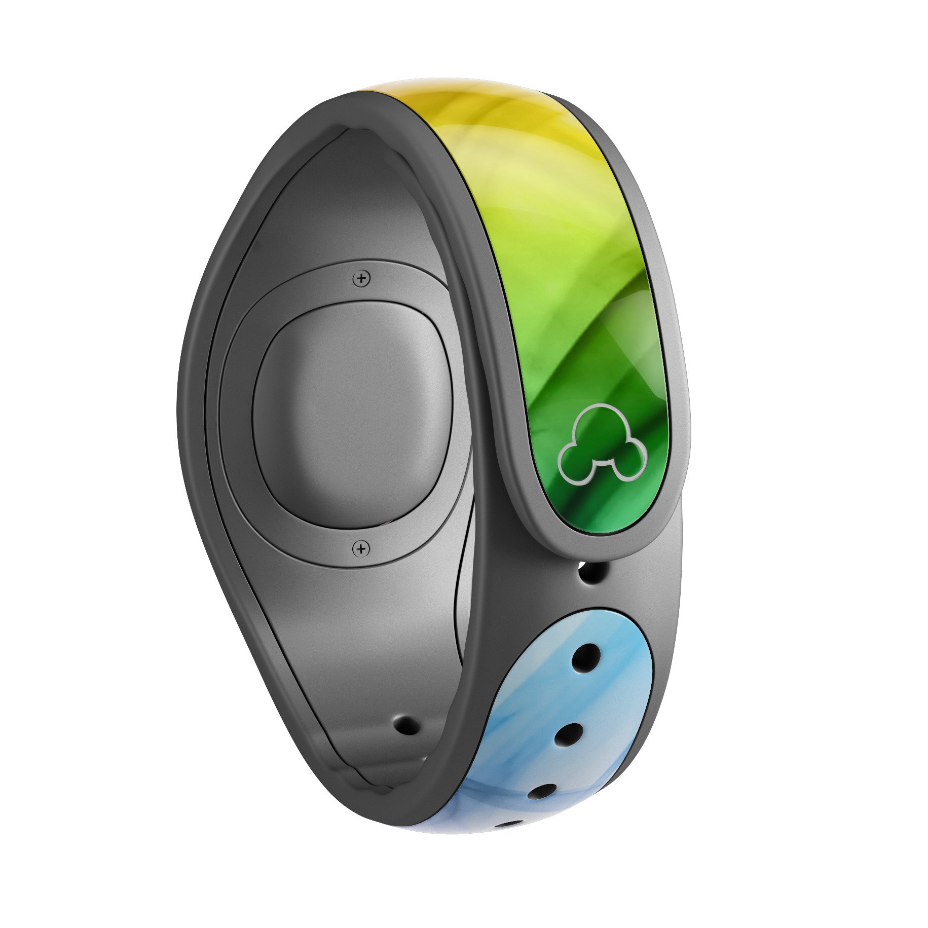 Neon Glowing Fumes decal skin wrap kit for Disney Magic Band, showcasing vibrant colors and unique design.