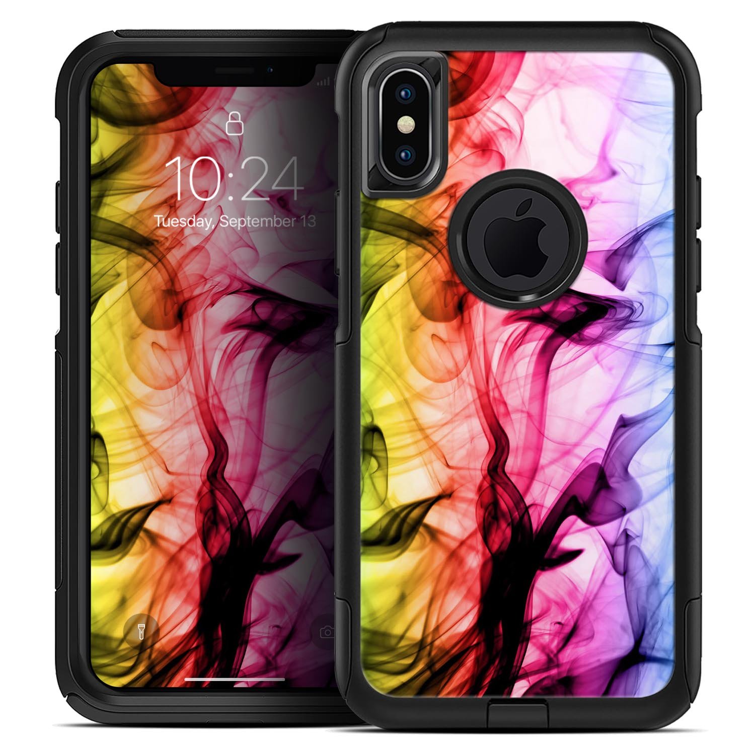Neon Glowing Fumes Skin Kit for iPhone OtterBox Cases featuring vibrant colors and a sleek design.