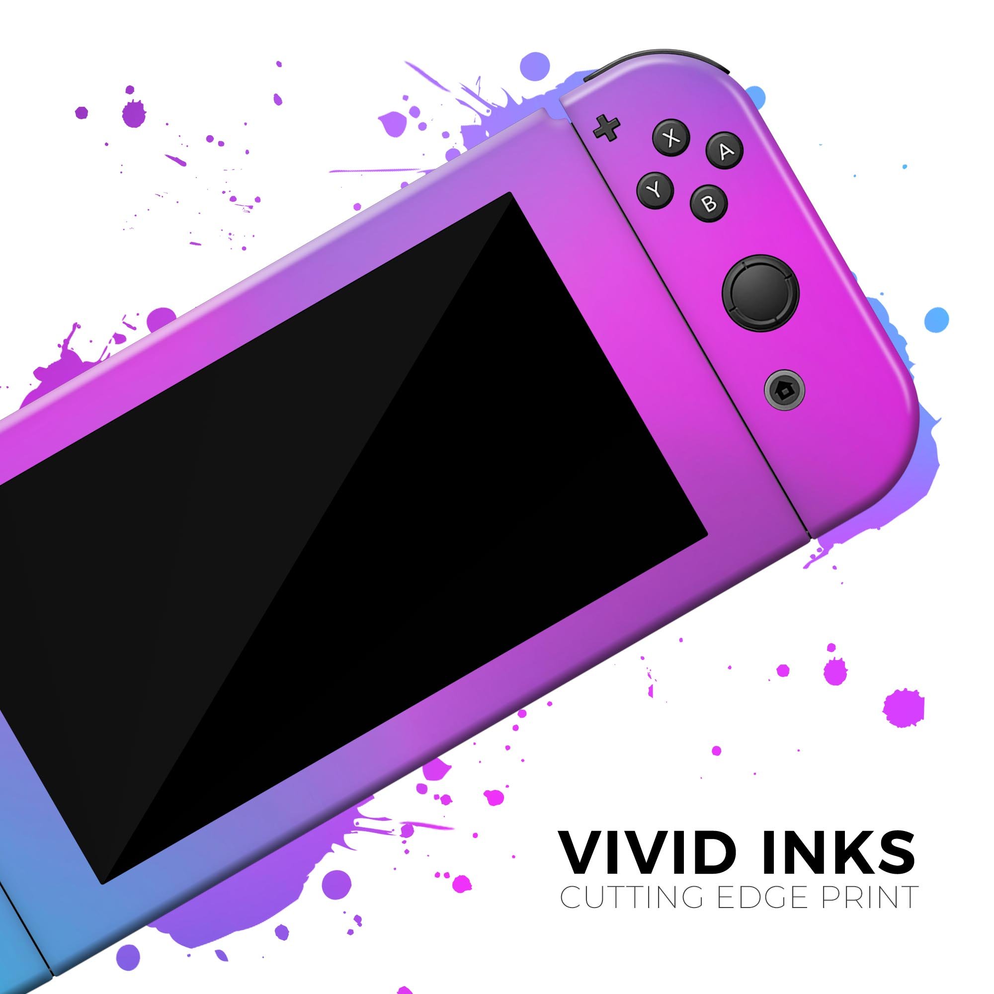 Neon Holographic V1 skin decal wrap kit for Nintendo Switch, showcasing vibrant holographic design and soft-touch matte finish.
