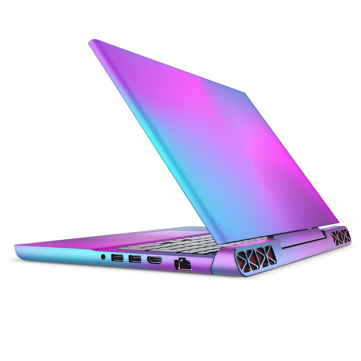 Neon Holographic V1 skin decal wrap kit for Dell Inspiron 15 7000, showcasing vibrant colors and a sleek design.