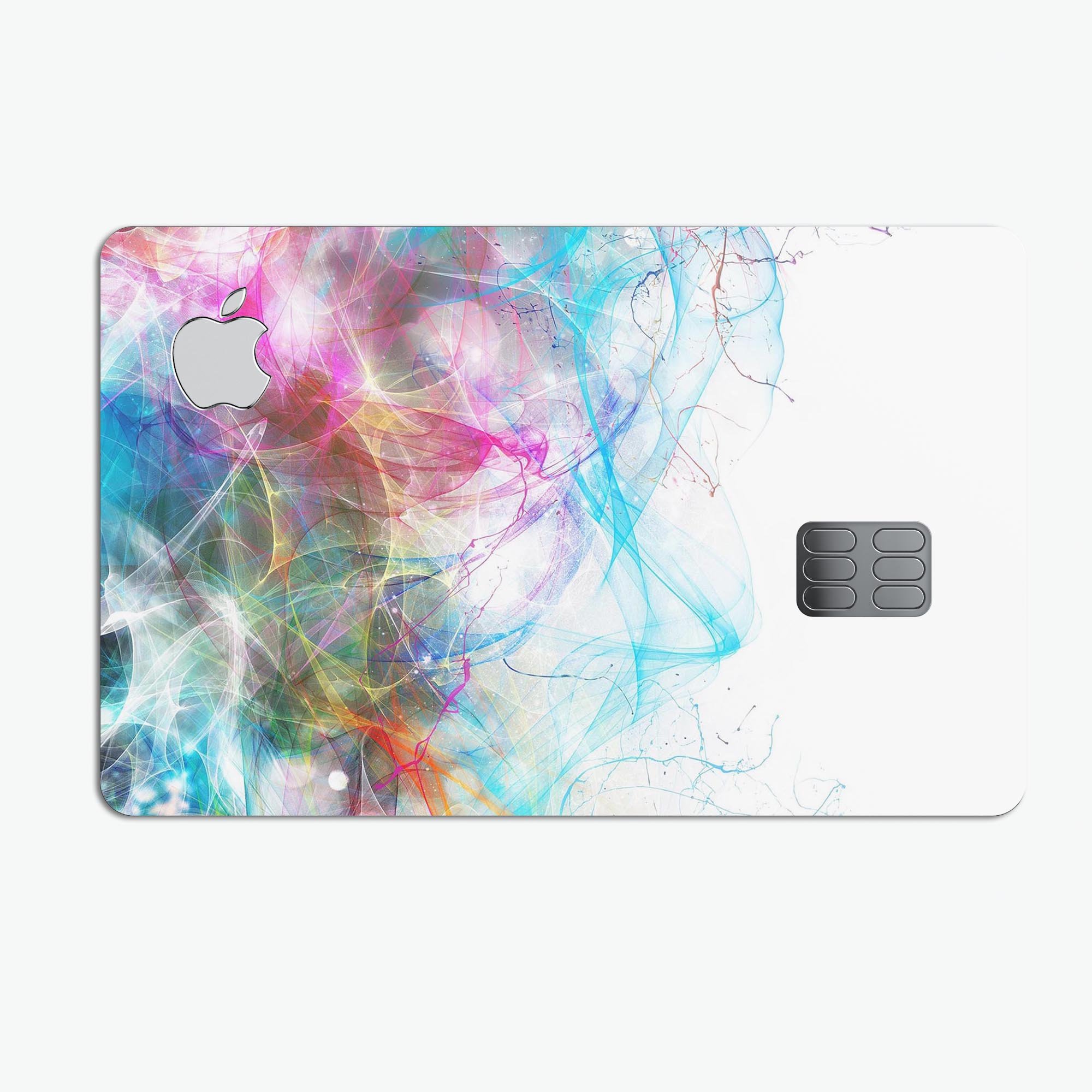 Neon Multi-Colored Paint skin kit for Apple Card, showcasing vibrant colors and premium vinyl material.