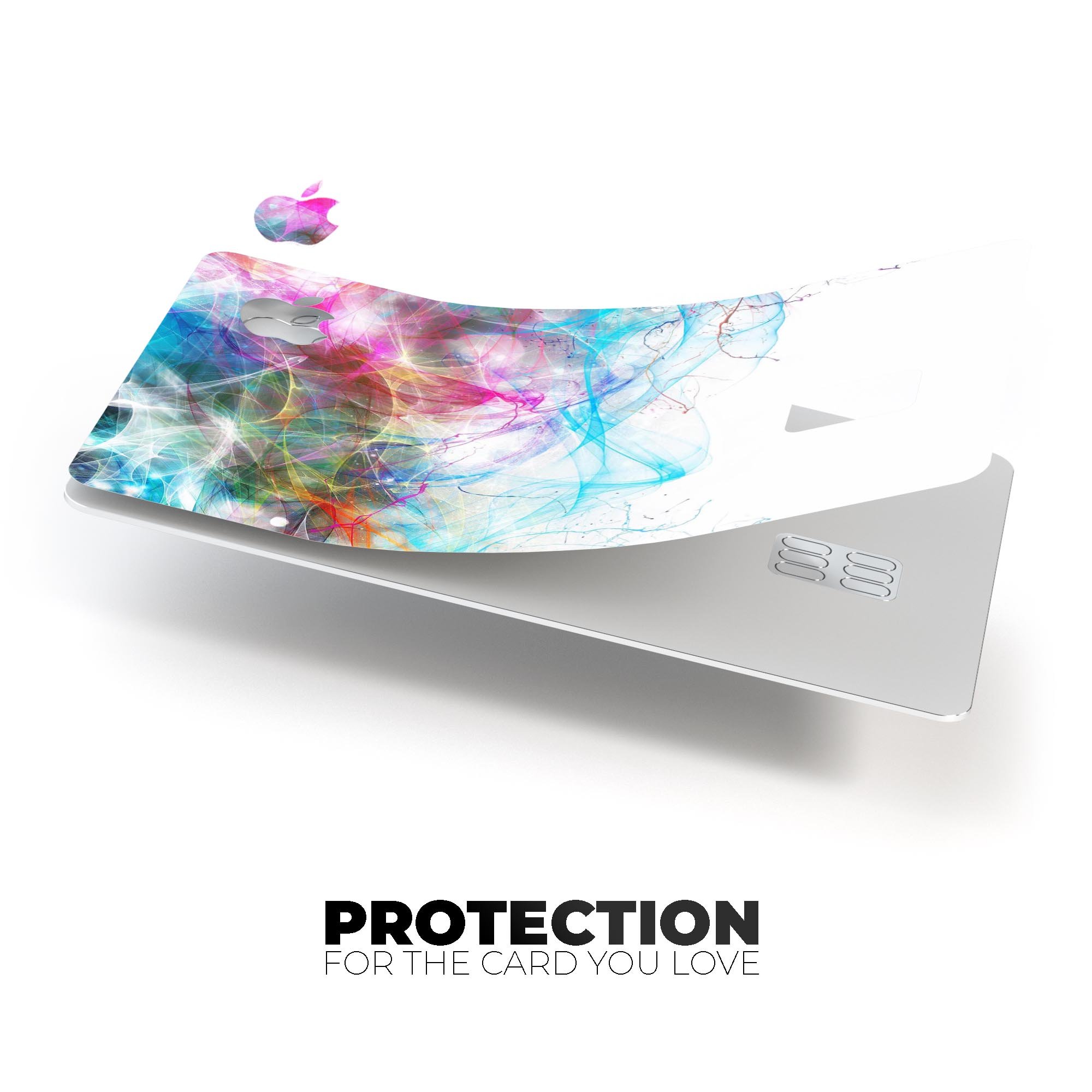 Neon Multi-Colored Paint skin kit for Apple Card, showcasing vibrant colors and premium vinyl material.