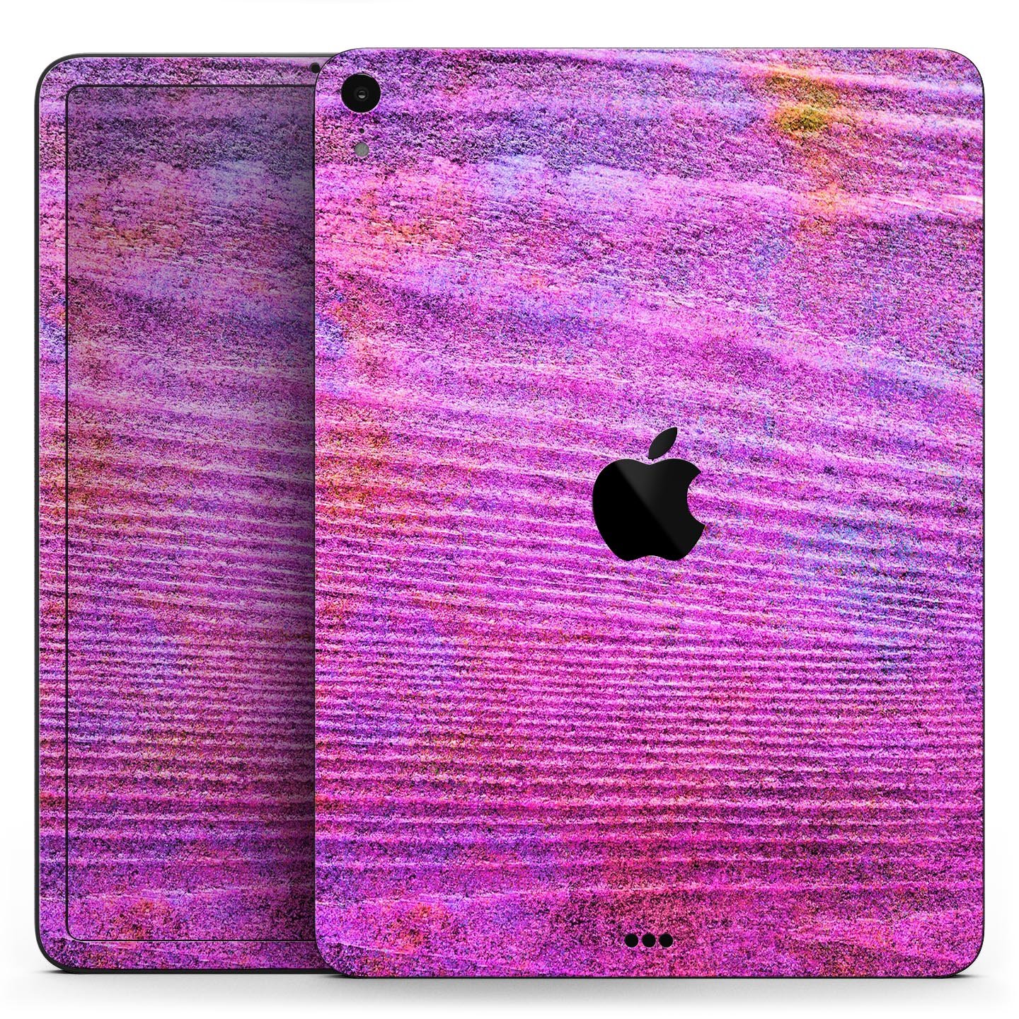 Neon Pink Dyed Wood Grain skin decal for Apple iPad, showcasing vibrant colors and a sleek design.