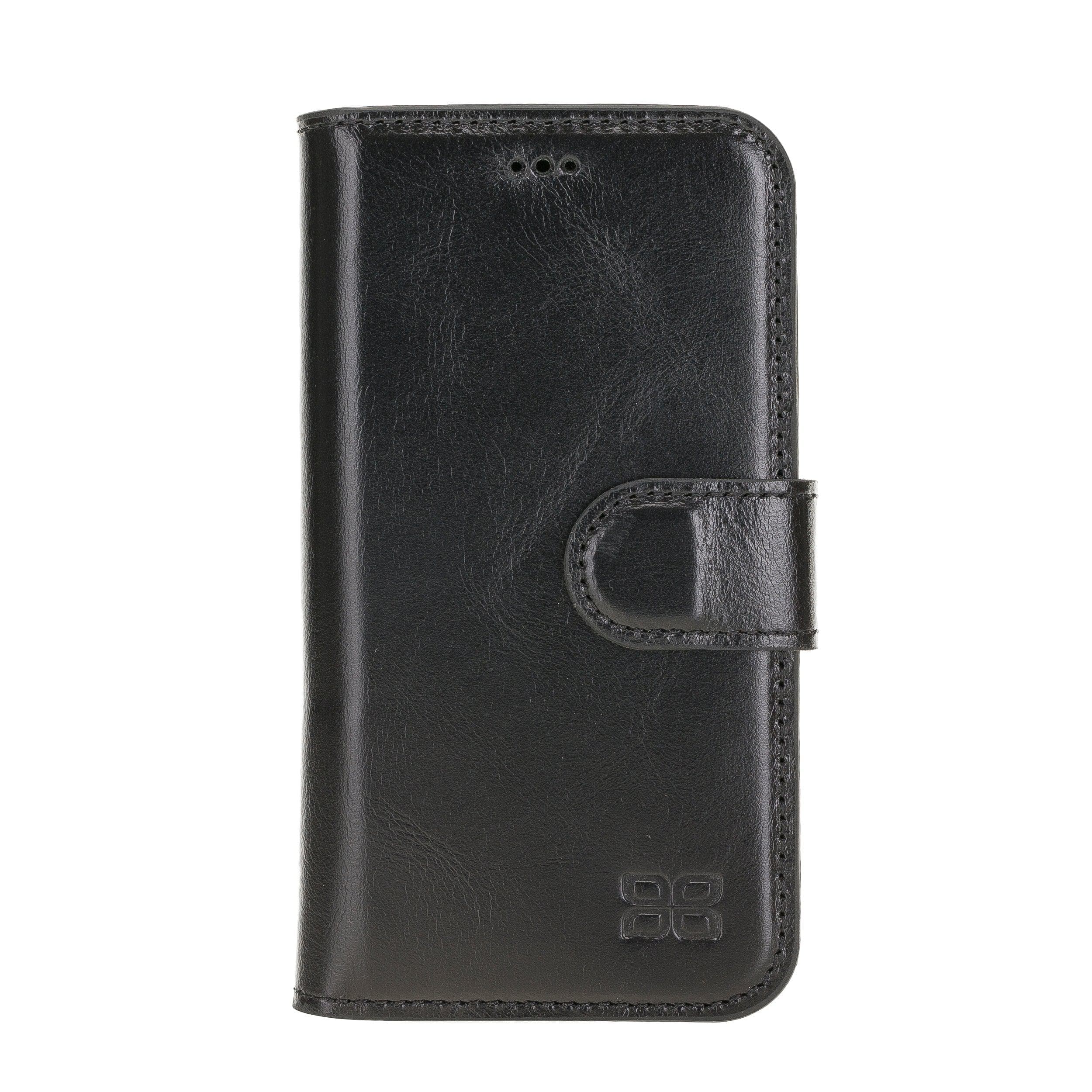 Bouletta Non Detachable Leather Wallet Case for Apple iPhone 12 Series in brown, showcasing card slots and banknotes compartment.