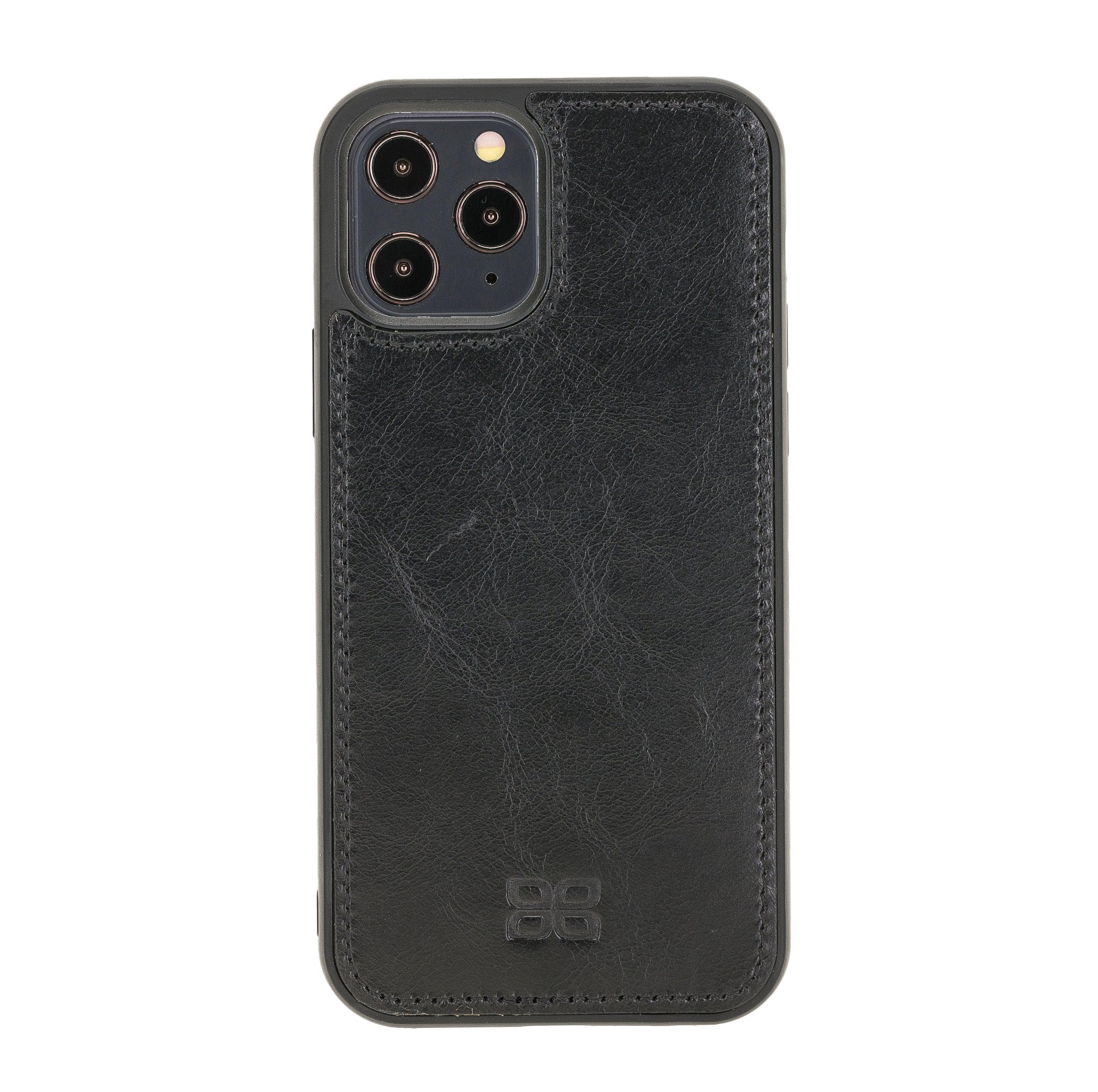 Bouletta Non Detachable Leather Wallet Case for Apple iPhone 12 Series in brown, showcasing card slots and banknotes compartment.