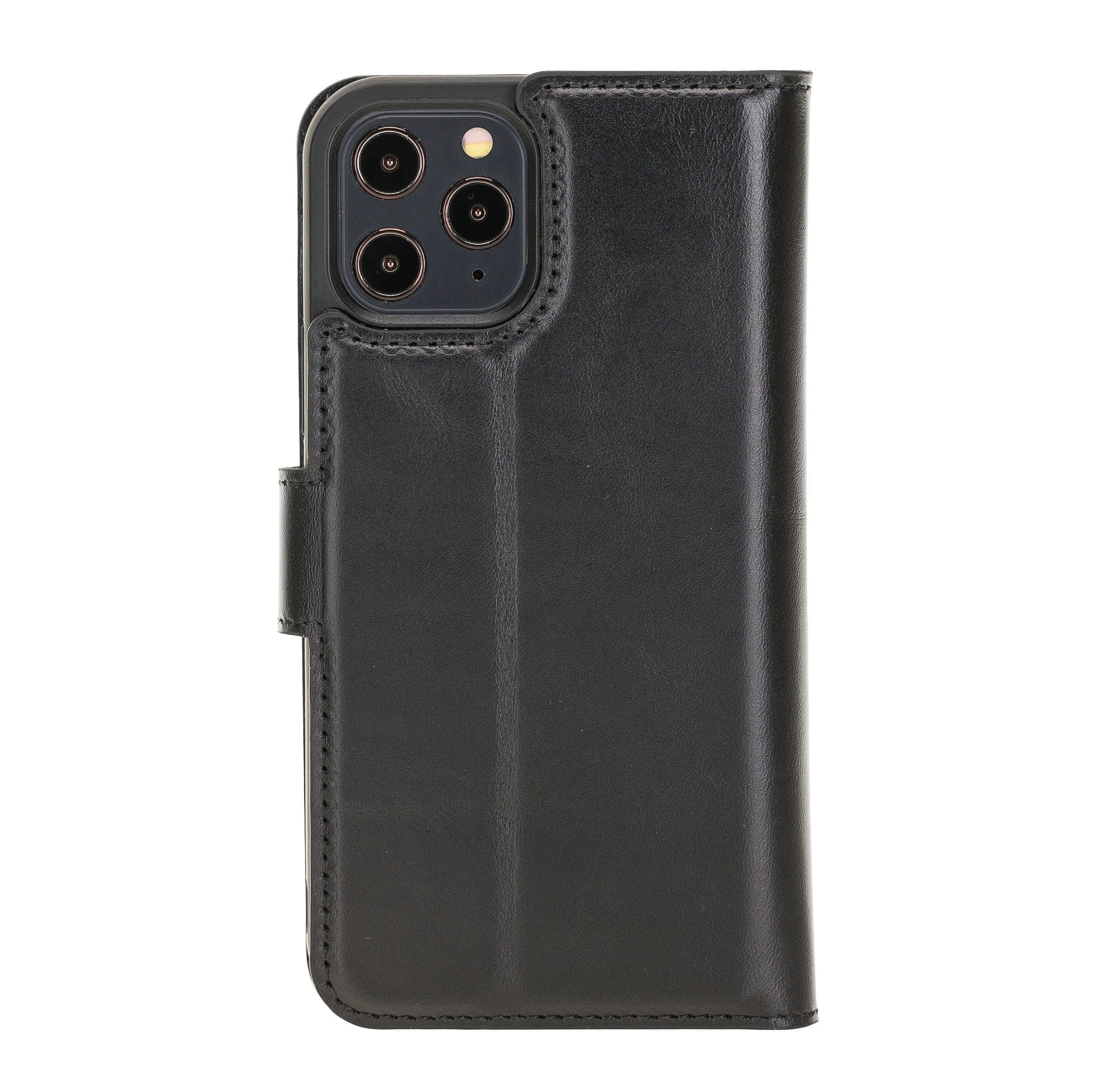 Bouletta Non Detachable Leather Wallet Case for Apple iPhone 12 Series in brown, showcasing card slots and banknotes compartment.