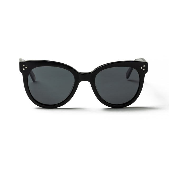 OCEAN GLASSES ARETHA 8072.1 cat-eye sunglasses in black acetate, showcasing a full-rimmed design suitable for unisex wear.