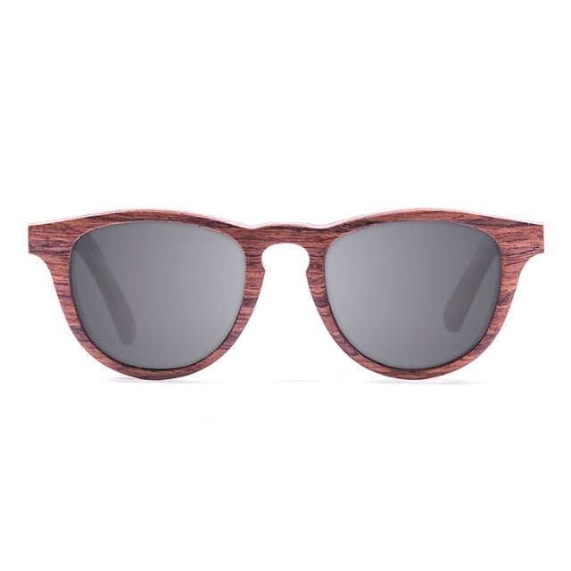 OCEAN GLASSES AZORES 54003.3 featuring a full-rimmed round wooden frame in vibrant red, suitable for unisex wear.