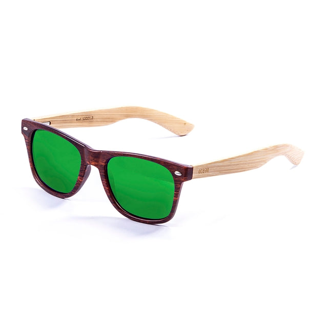 OCEAN GLASSES BEACH WOOD 50002.3 sunglasses featuring a full-rimmed rectangular frame in elegant brown color, suitable for unisex wear.