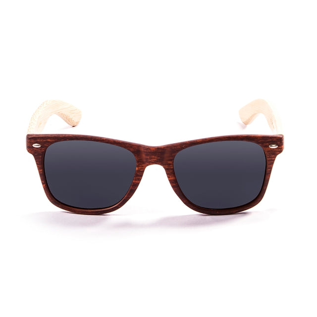 OCEAN GLASSES BEACH WOOD 50000.3 sunglasses featuring a full-rimmed rectangular frame in elegant brown color, suitable for all genders.