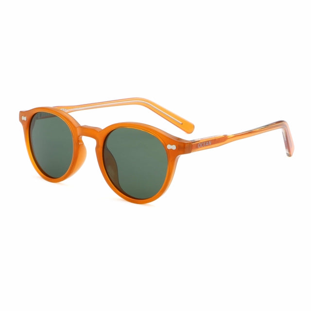 OCEAN GLASSES BOWIE 8036.4 in vibrant orange, featuring a full-rimmed round frame made of acetate, suitable for unisex wear.