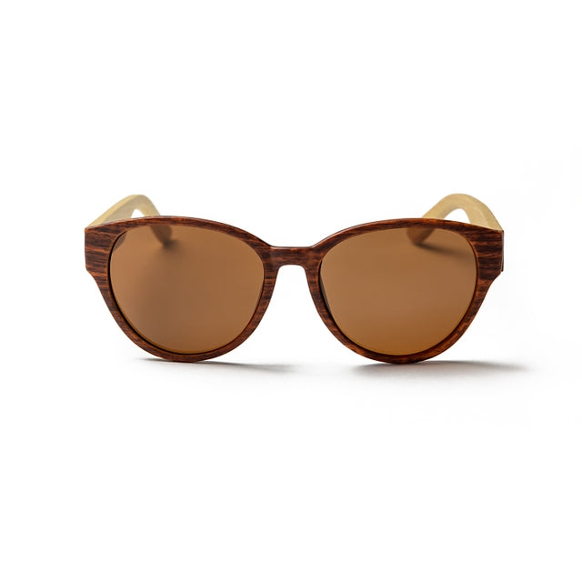 OCEAN GLASSES COOL 51000.3 featuring round wooden frames in brown color, perfect for unisex wear.