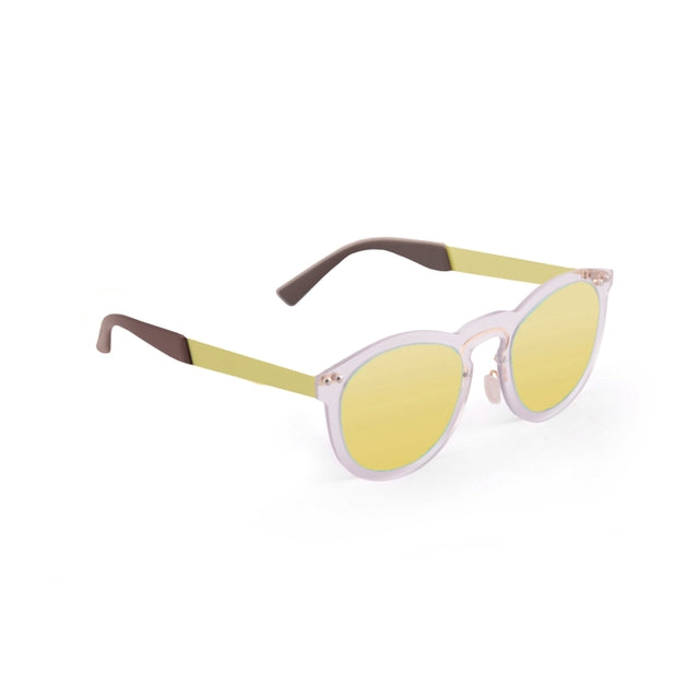 OCEAN GLASSES IBIZA 21.23 in vibrant yellow color with a round full-rimmed frame, perfect for unisex wear.