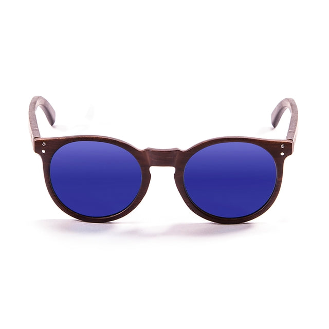 OCEAN GLASSES LIZARD WOOD 55011.2 featuring a round full-rimmed brown plastic frame, suitable for unisex wear.