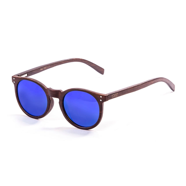 OCEAN GLASSES LIZARD WOOD 55011.2 featuring a round full-rimmed brown plastic frame, suitable for unisex wear.