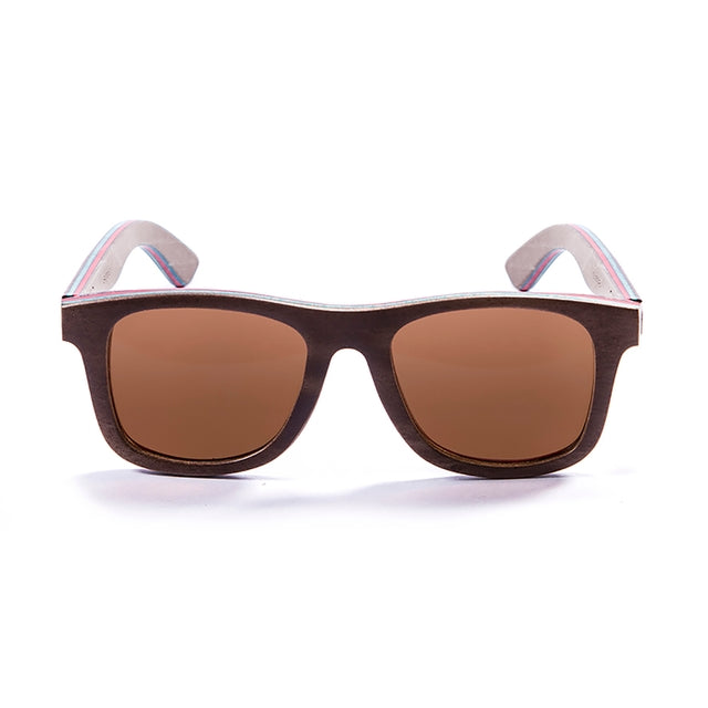 OCEAN GLASSES VENICE BEACH 54001.3 featuring a full-rimmed wooden frame in brown, designed for unisex wear with a rectangular shape.