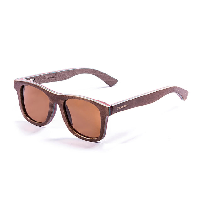OCEAN GLASSES VENICE BEACH 54001.3 featuring a full-rimmed wooden frame in brown, designed for unisex wear with a rectangular shape.