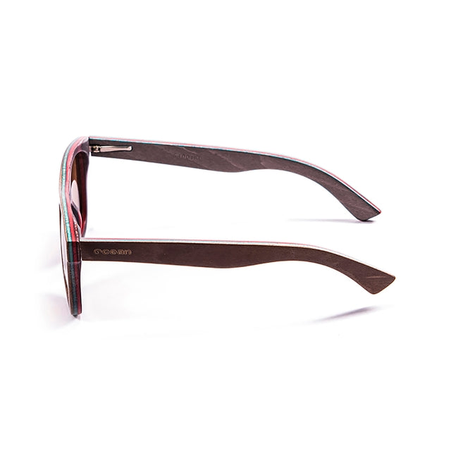 OCEAN GLASSES VENICE BEACH 54001.3 featuring a full-rimmed wooden frame in brown, designed for unisex wear with a rectangular shape.