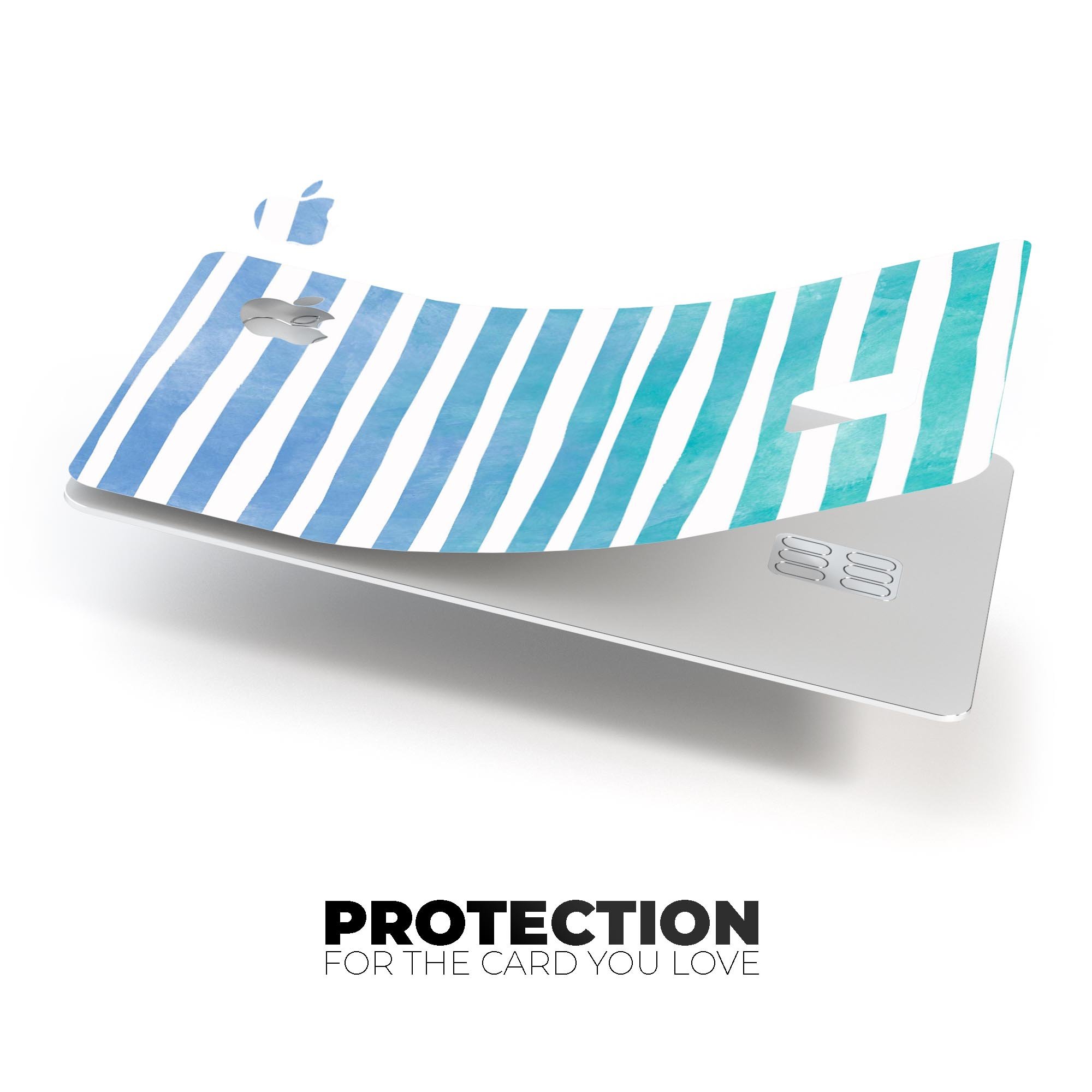 Ocean WaterColor Ombre Stripes decal skin for Apple Card, showcasing vibrant colors and a sleek design.