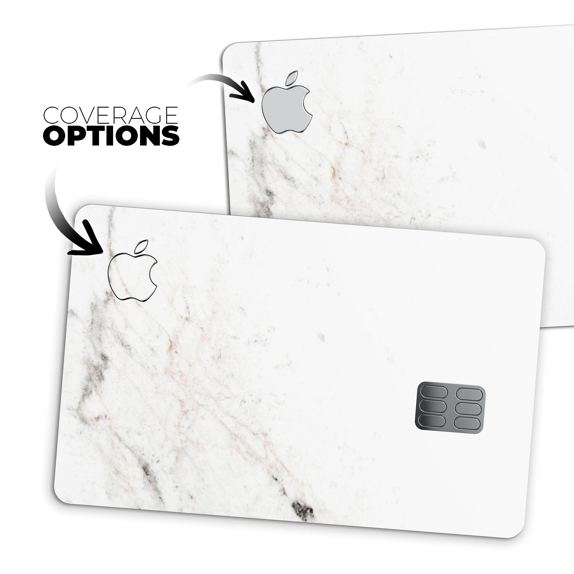 Off-White Grunge Marble Surface decal skin for Apple Card, showcasing a stylish marble design with premium vinyl finish.