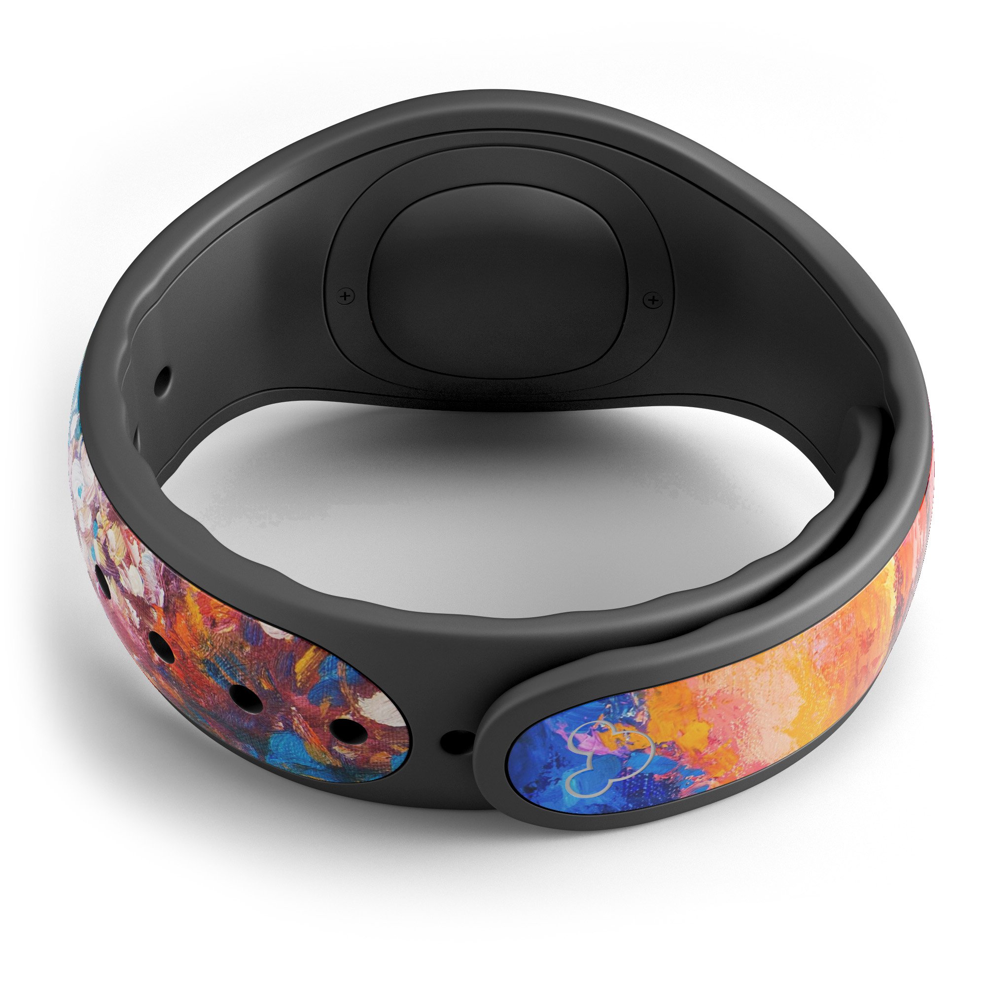 Oil Painted Meadow skin wrap kit for Disney Magic Band, featuring vibrant colors and artistic design.