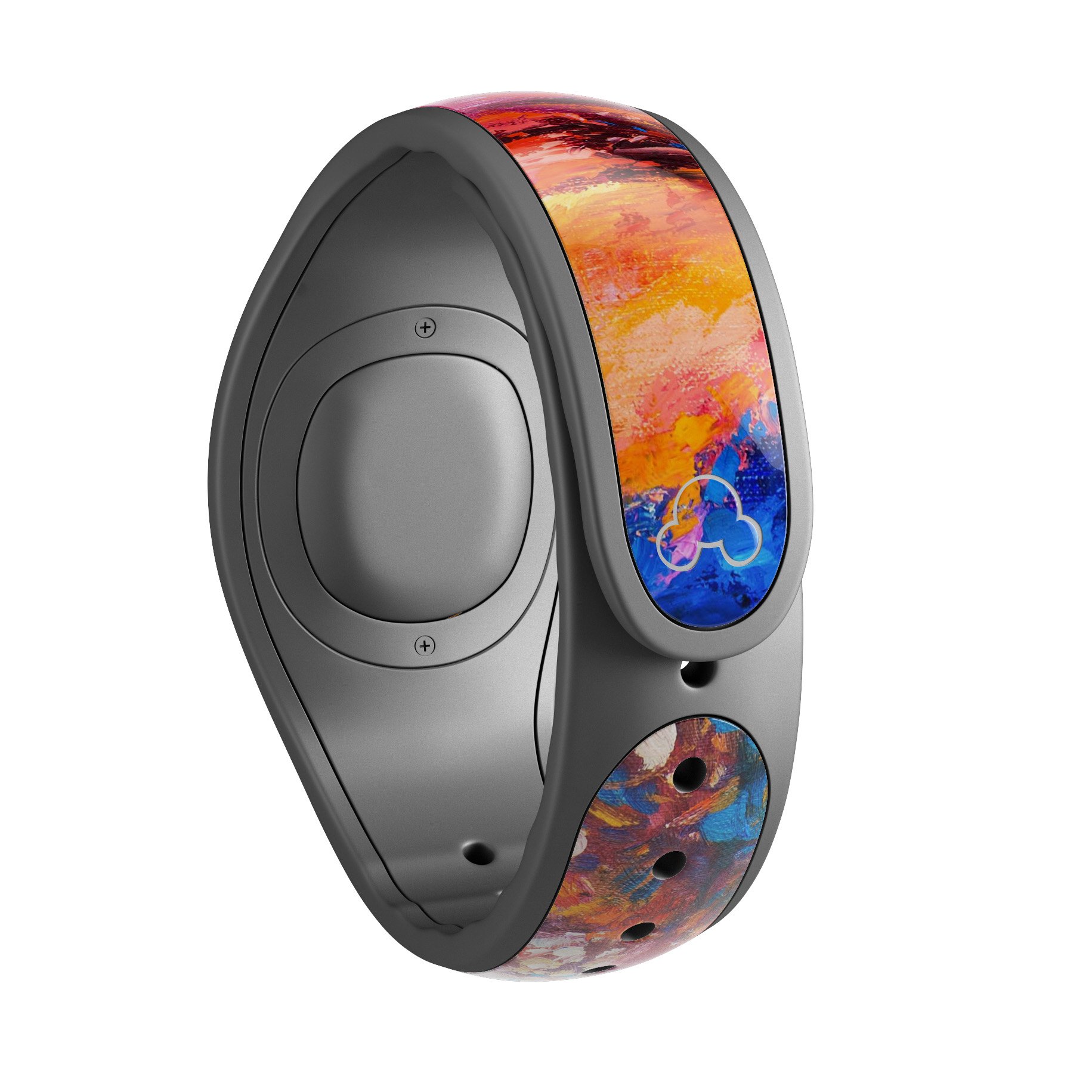 Oil Painted Meadow skin wrap kit for Disney Magic Band, featuring vibrant colors and artistic design.