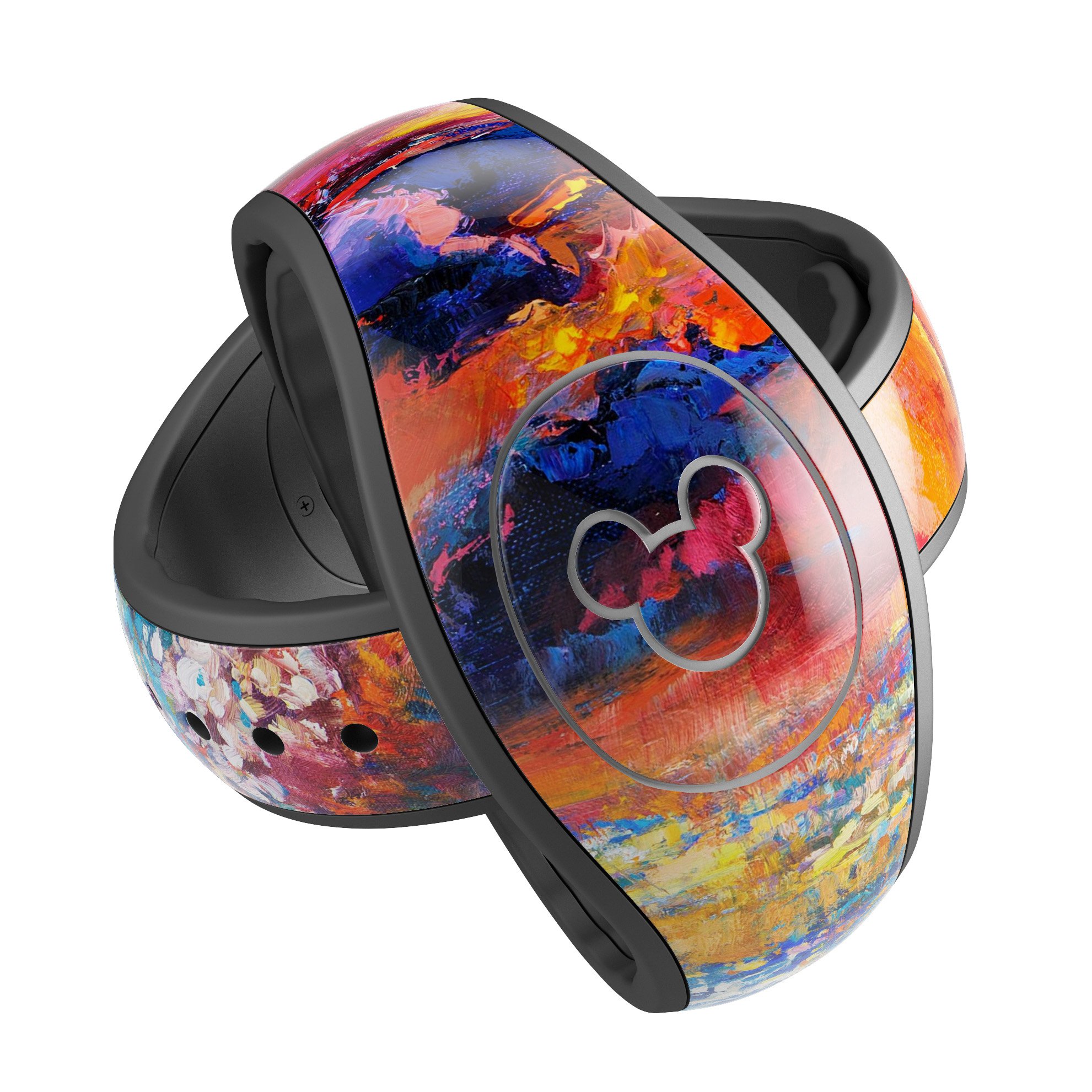 Oil Painted Meadow skin wrap kit for Disney Magic Band, featuring vibrant colors and artistic design.
