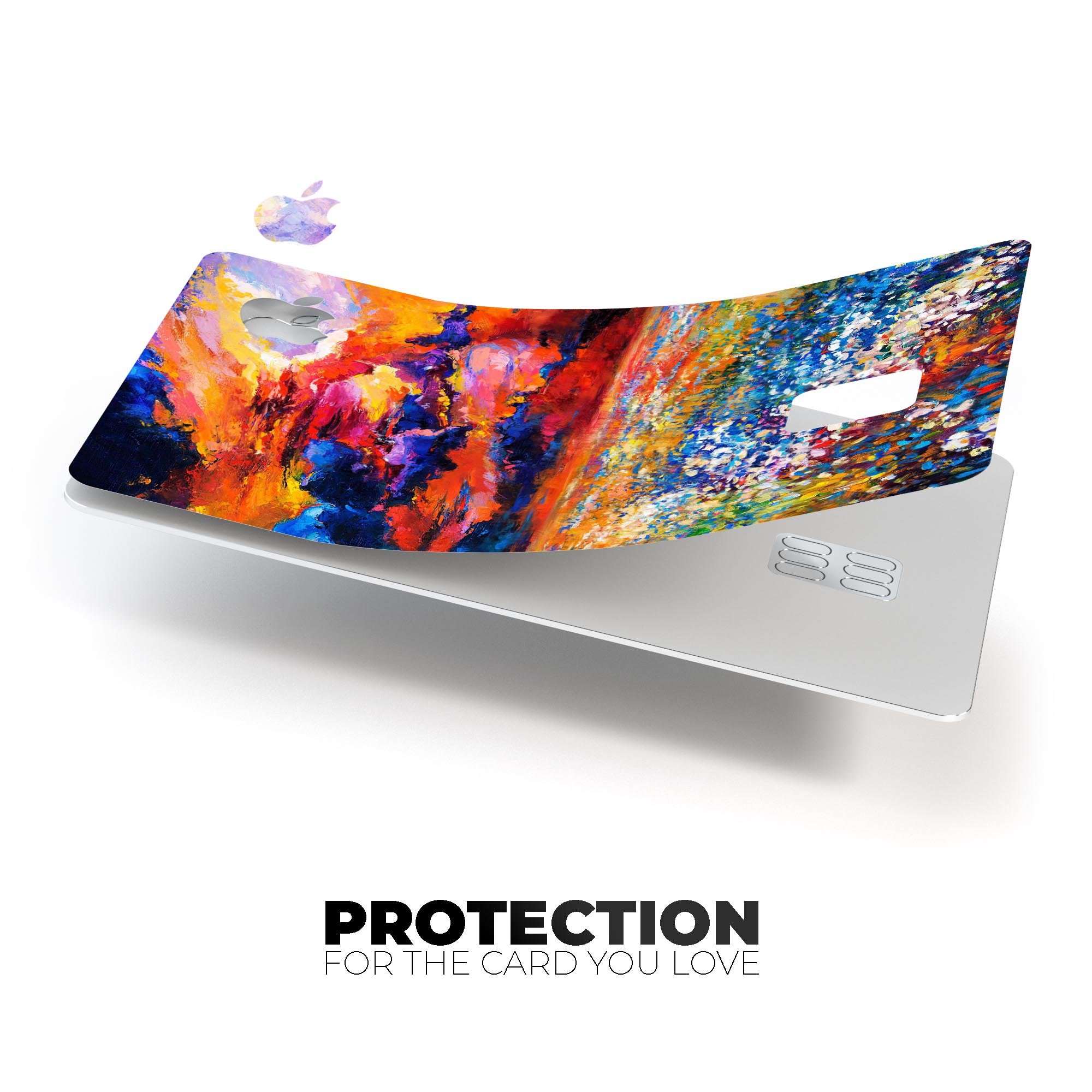 Oil Painted Meadow skin decal for Apple Card, showcasing vibrant colors and artistic design.