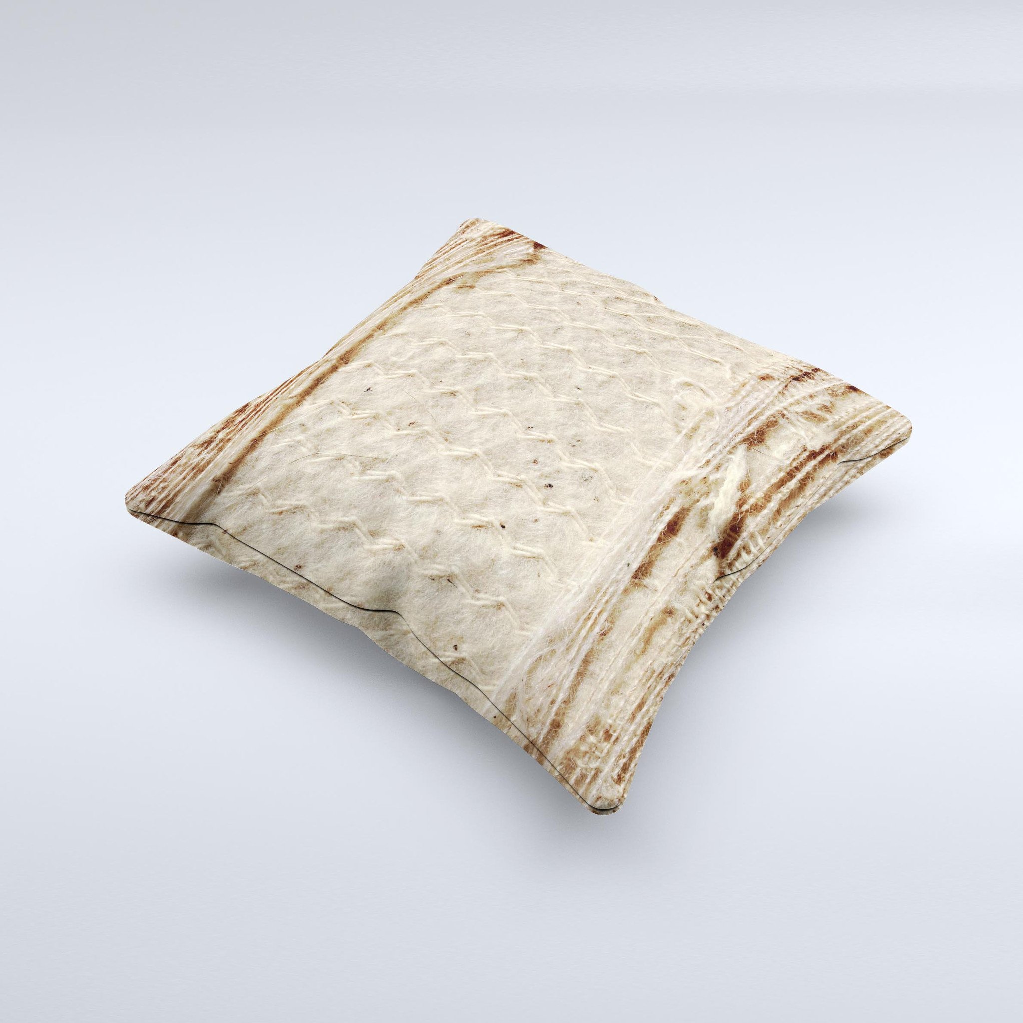 Old Torn Fabric ink-Fuzed Decorative Throw Pillow featuring unique hand-produced graphics and high-quality fabric, perfect for home decor.