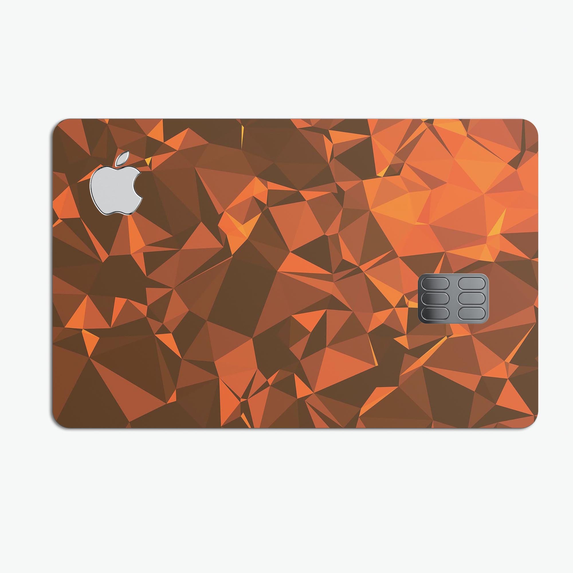 Orange Abstract Geometric Triangles decal for Apple Card, showcasing vibrant geometric patterns on a protective vinyl layer.