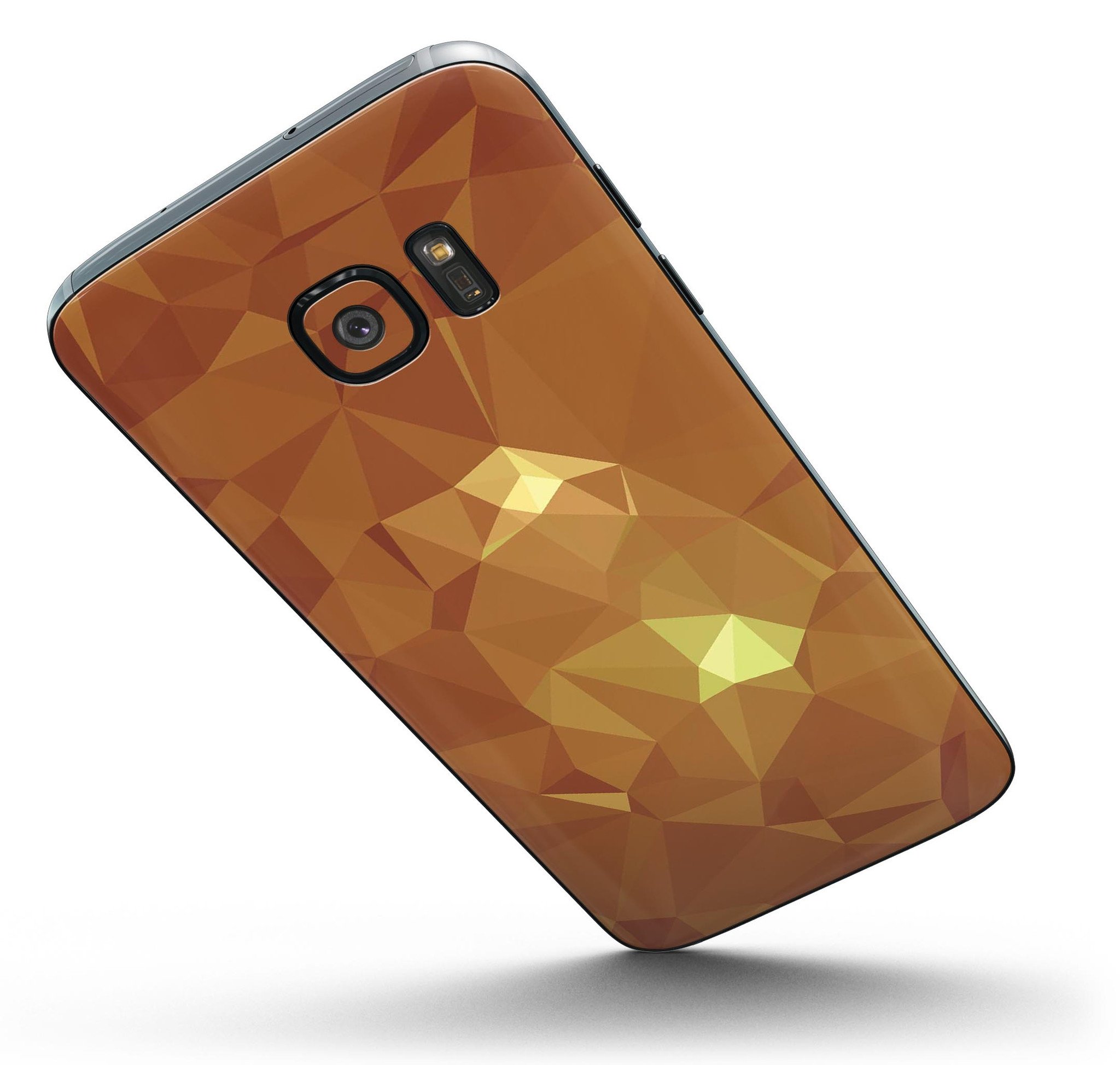 Orange Geometric V15 Full Body Skin-Kit for Samsung Galaxy S7, showcasing vibrant geometric patterns and a sleek design.